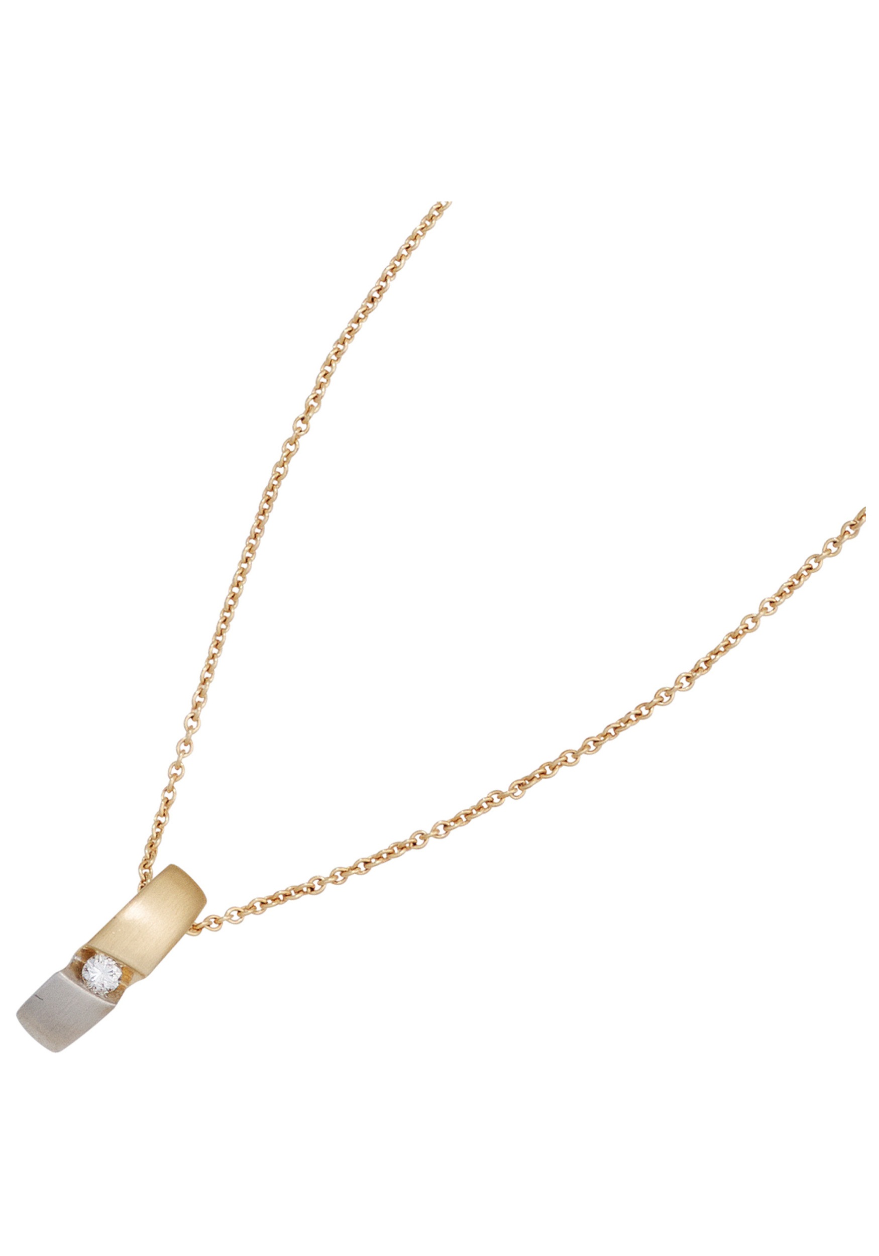 JOBO Kette mit Anhänger, 585 Gold bicolor mit 1 Diamant 43 cm