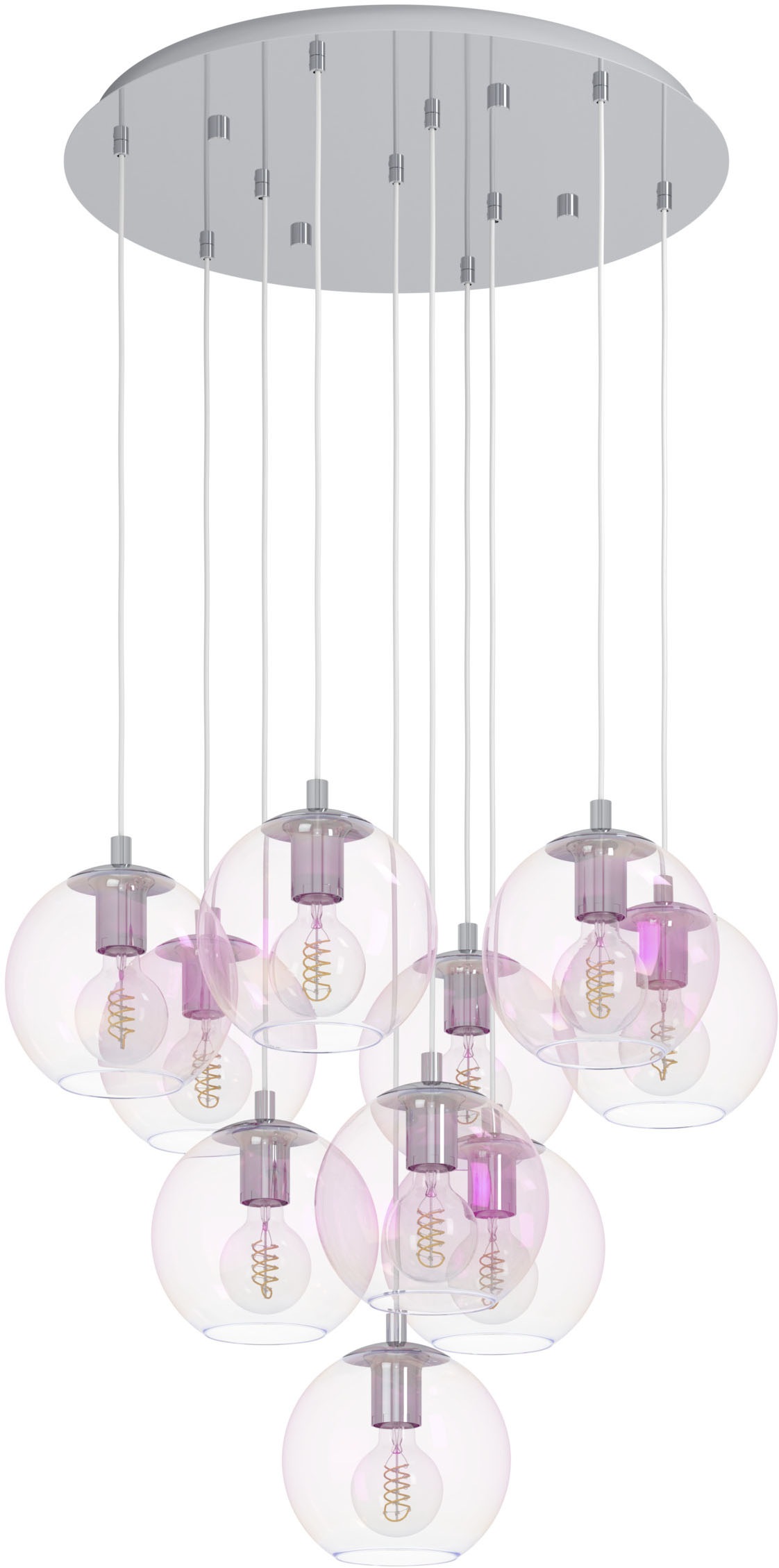 EGLO Hängeleuchte »ARISCANI 2 Pendellampe - Stahl - E27 - 10X60W - IP20« E27 1 Stk. HHängelampe, Deckenlampe, Wohnzimmer, Esszimmer, 110 x Ø64,5 cm