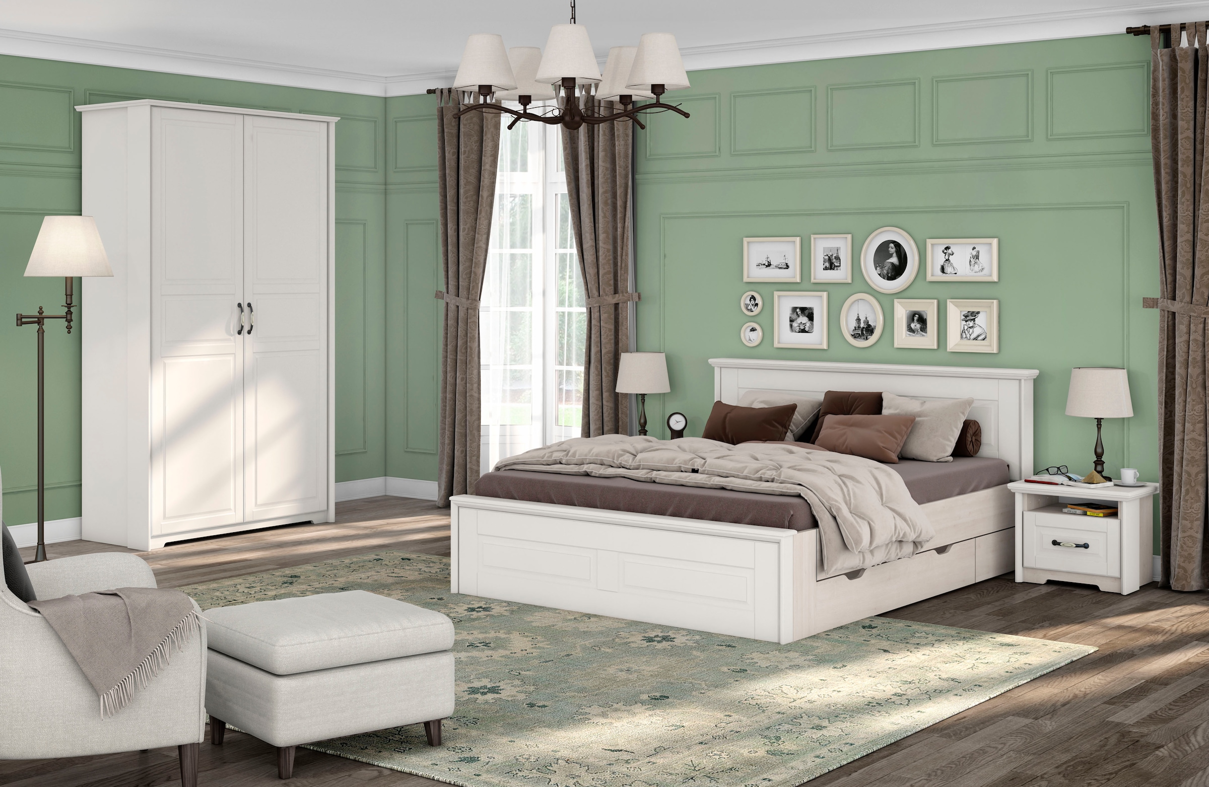 Home affaire Kleiderschrank »Evergreen«, hochwertig Stil im Drehtürenschrank lackiert, Landhaus bestellen BAUR UV 