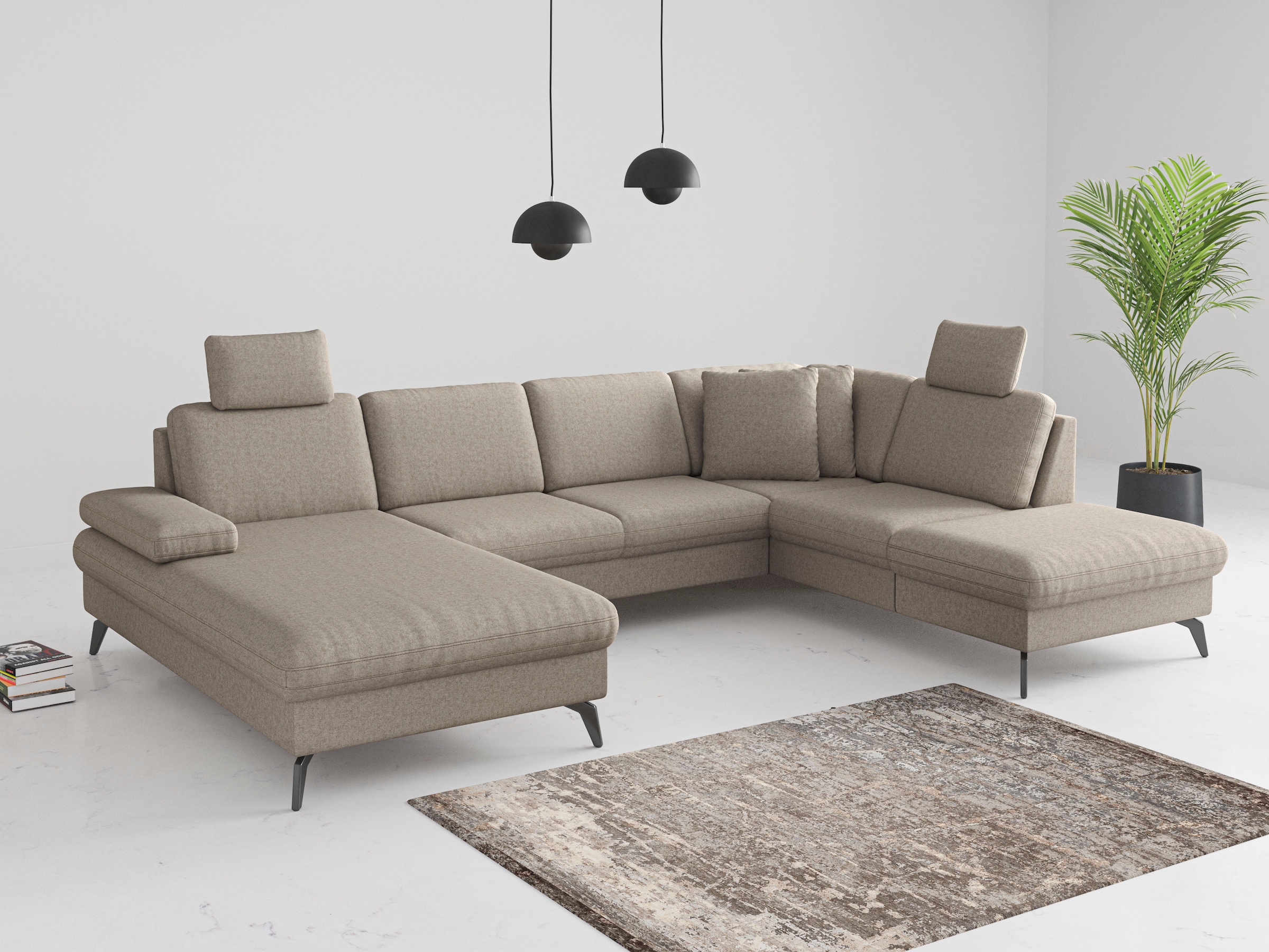 sit&more Wohnlandschaft »Morris Jubi U-Form«, inkl. Armteilfunktion und 1 Zierkissen, wahlweise mit Bettfunktion
