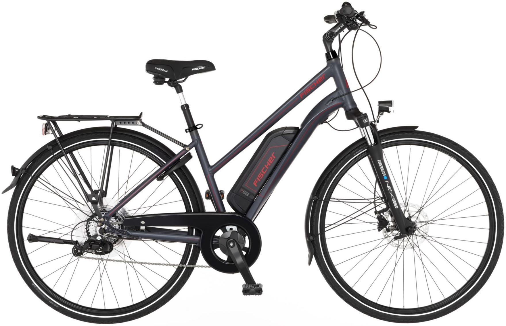 FISCHER Fahrrad E-Bike "VIATOR 1.0 Trapez 44", 8 Gang, Shimano, Acera, Heckmotor 250 W, (mit integr. Rahmenschloss), Ped