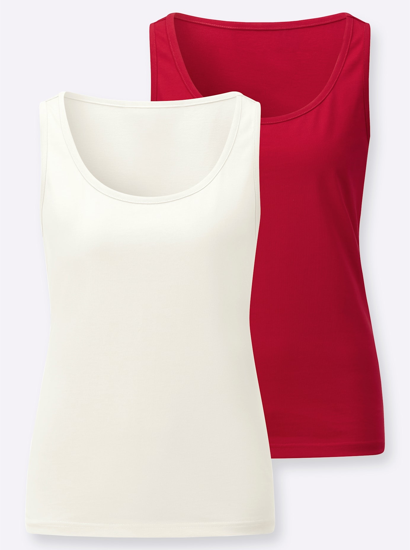 Shirttop CASUAL LOOKS, Damen, Gr. 36, rot, ecru, 100% Baumwolle, unifarben, Rundhals, Tops Shirttop