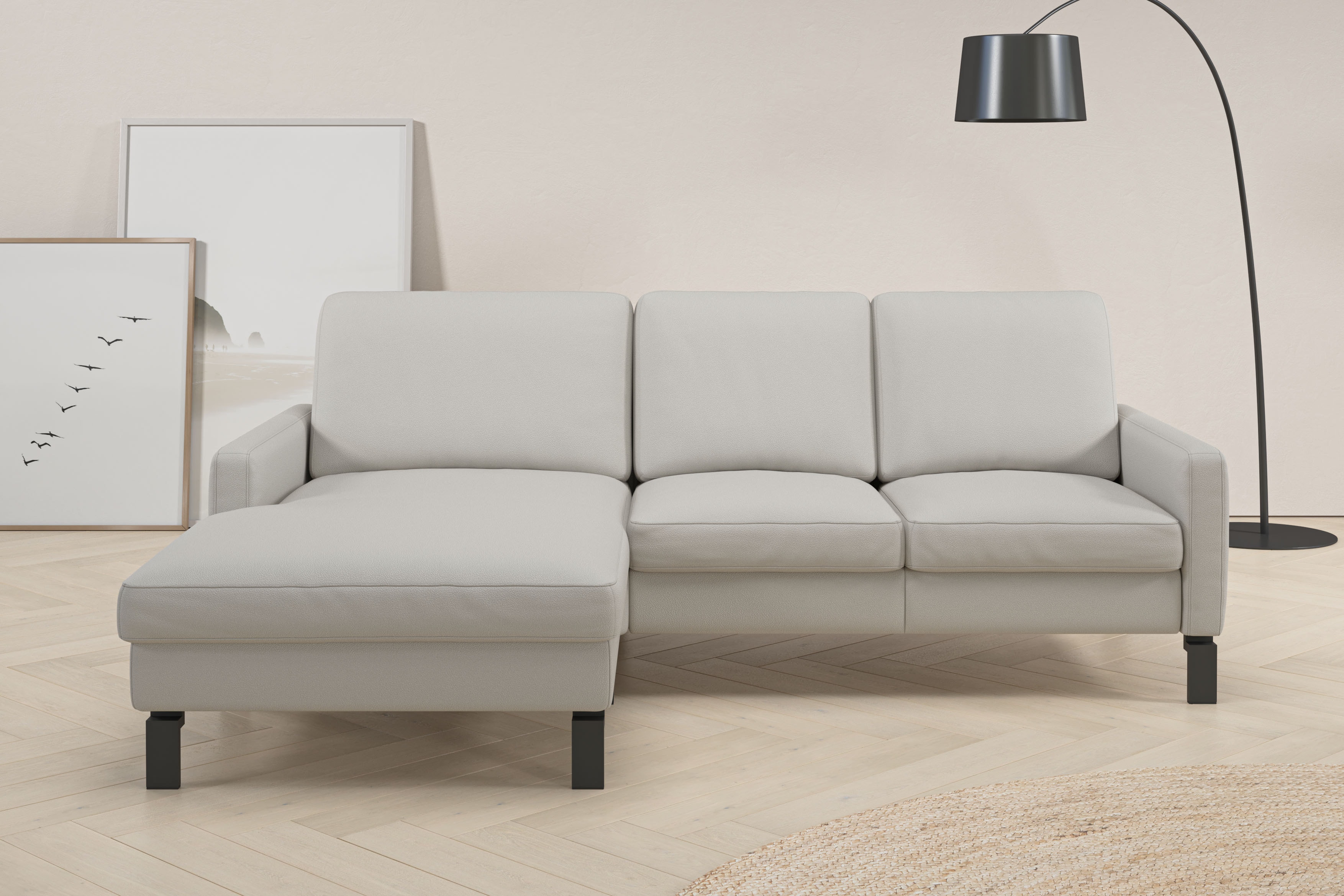 Home affaire Ecksofa "Lecce, L-Form, Federkernpolsterung, Breite 224 cm" inkl. saugroboterfreundliche Höhe & schmale Armlehnen