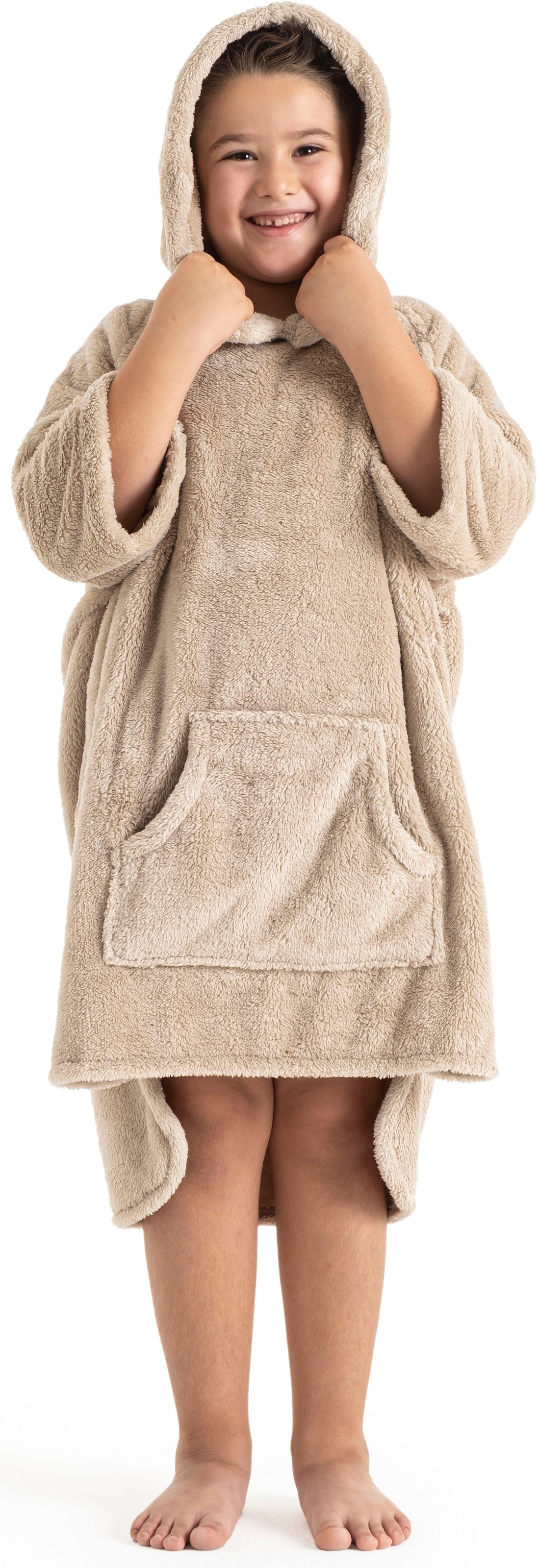 my home Badeponcho »Lillou, für Kinder, ideal für Urlaub oder im Schwimmbad«, (1 St.), weich und kuschelig, Fleece, plüsch, Surfponcho