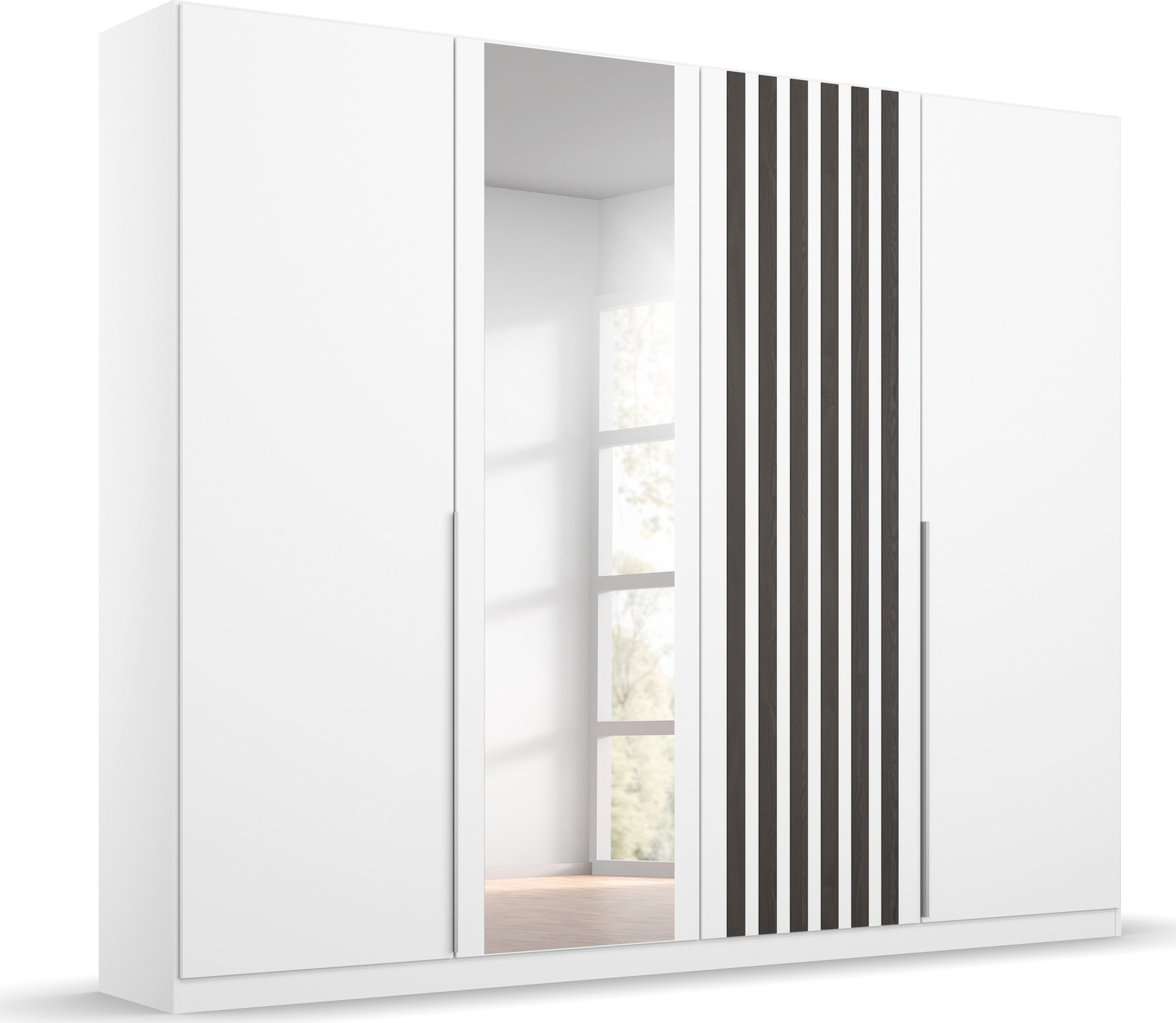 rauch Drehtürenschrank »Kleiderschrank Schrank Garderobe Garderobenschrank LAMELLA«, elegante Lamellen-Auflage in 3D Akustikpaneel Optik MADE IN GERMANY