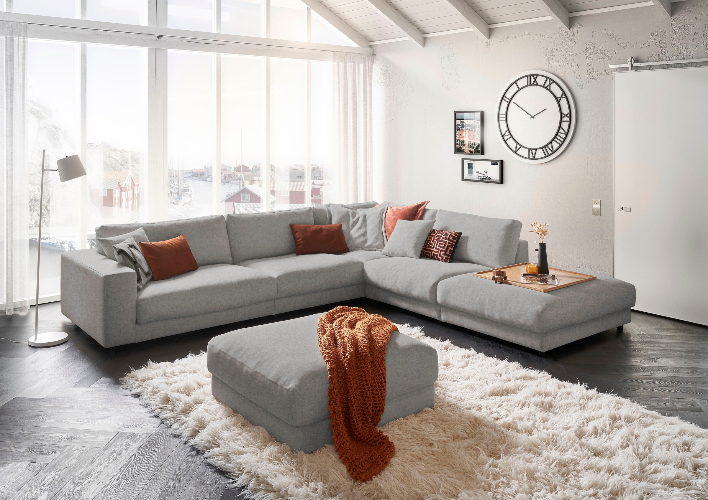 3C Candy Ecksofa »Enisa II, bequem und komfortabel, großes Familiensofa, L-Form«, incl. 3 Flatterkissen, wahlweise mit Flecken-Schutz-Bezug Easy care