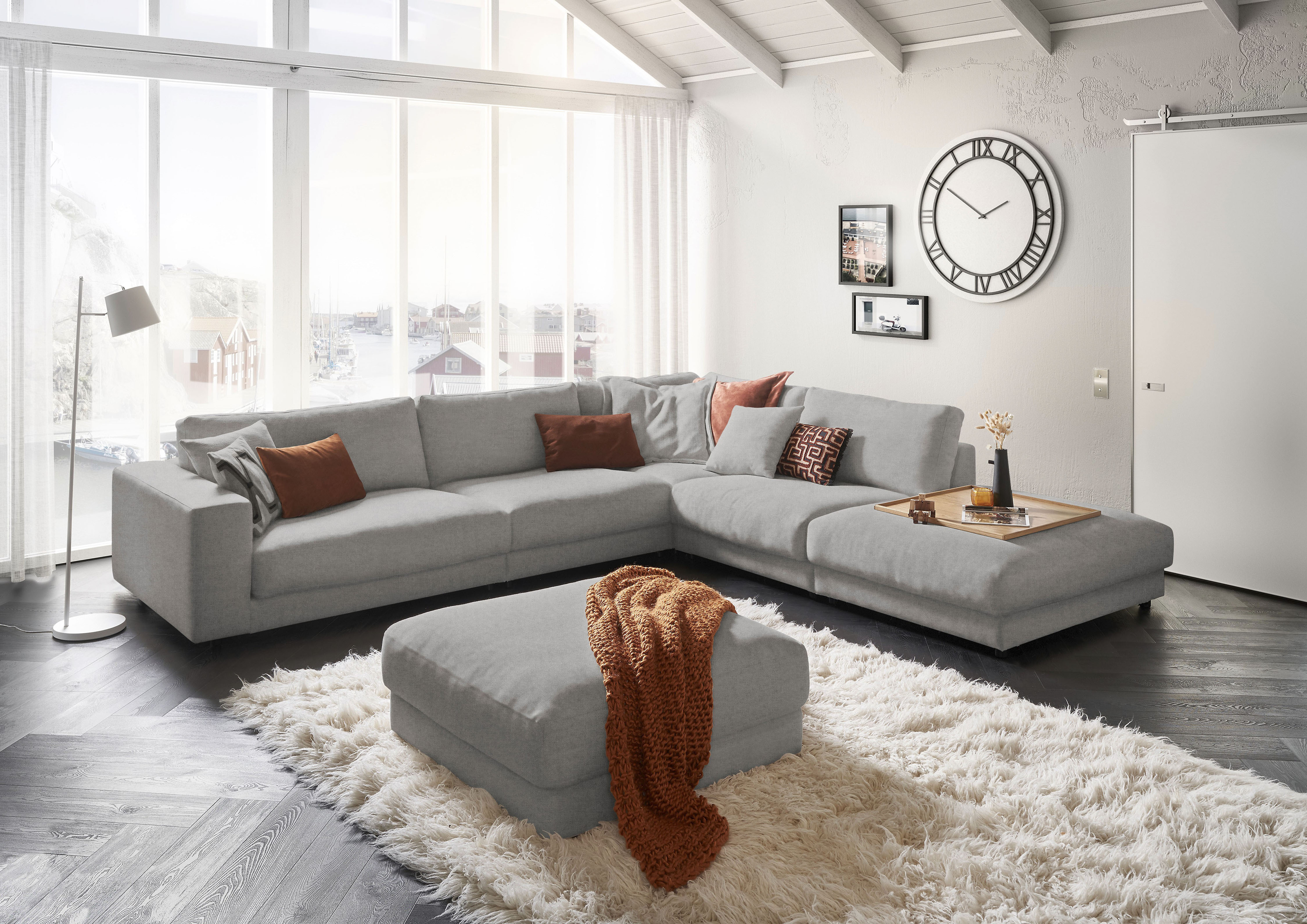 3C Candy Ecksofa "Enisa II, bequem und komfortabel, großes Familiensofa, L-Form" incl. 3 Flatterkissen, wahlweise mit Flecken-Schutz-Bezug Easy care