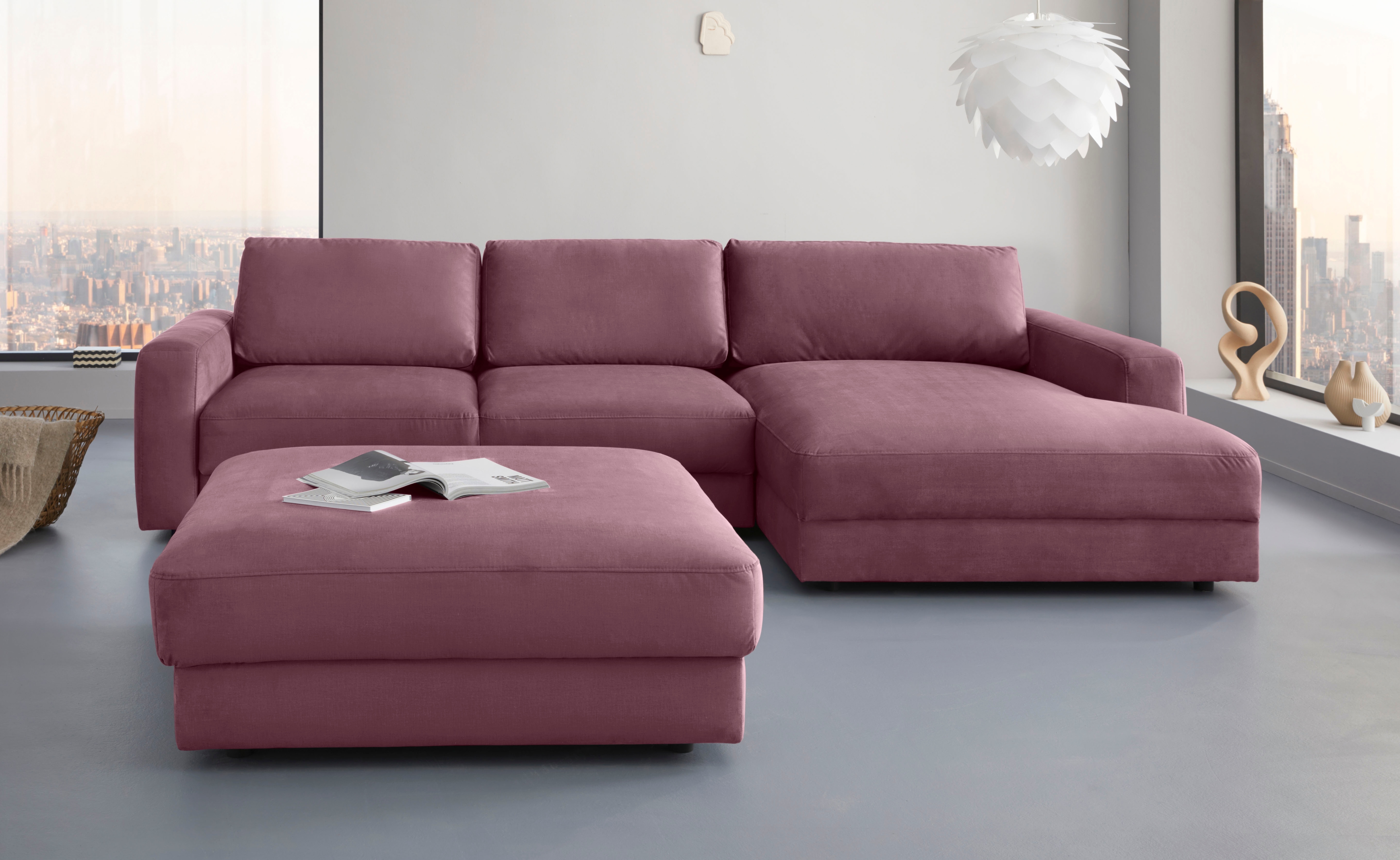 Home affaire Ecksofa "Bloomfield, bequem und elegant, Breite 303cm, L-Form" wahlweise mit Bettfunktion und Bettkasten, Unser Dauertiefpreis