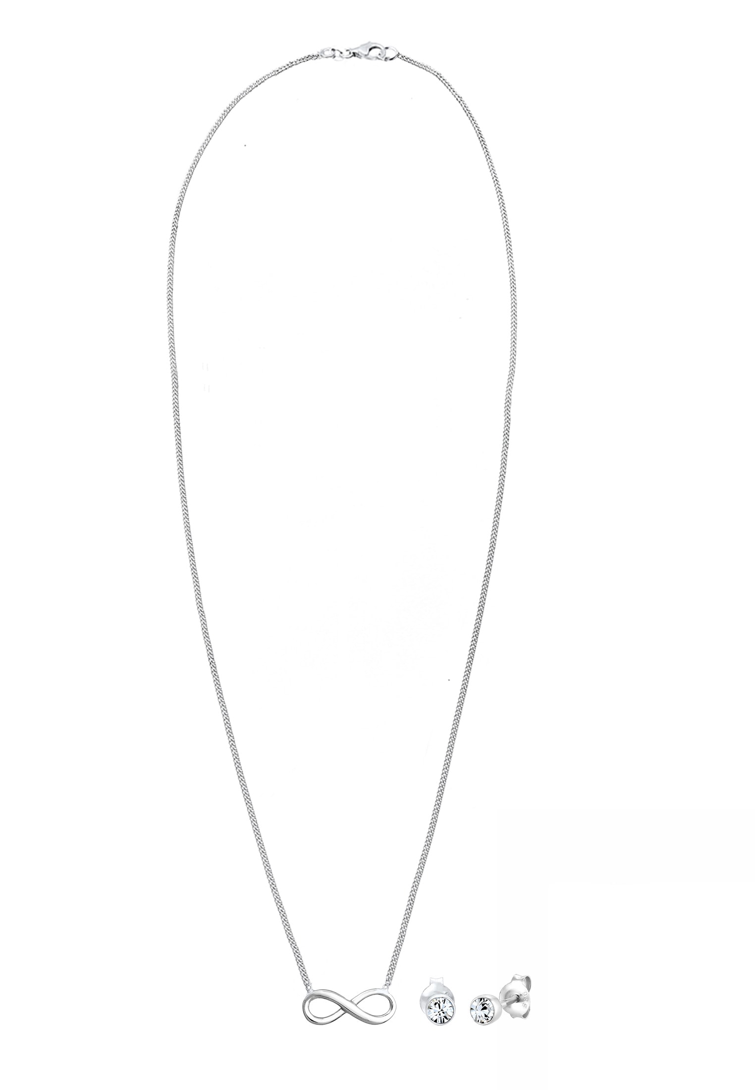 Elli Schmuckset »Infinity Ohrstecker Kristalle Silber«