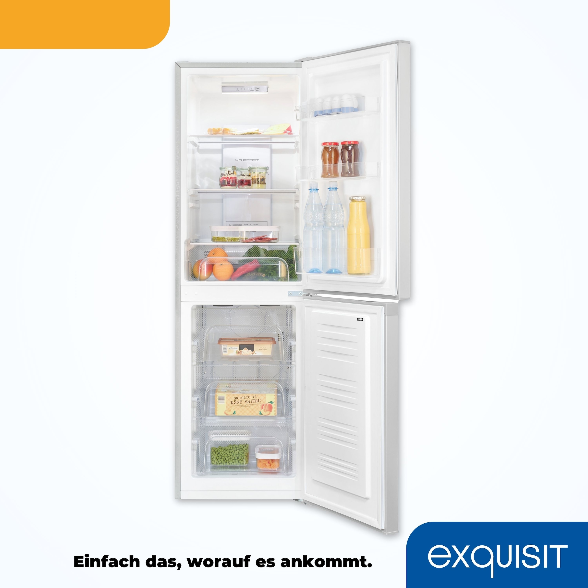 exquisit Kühl-/Gefrierkombination »KGC195-65--330E silber«, 4-Sternefach