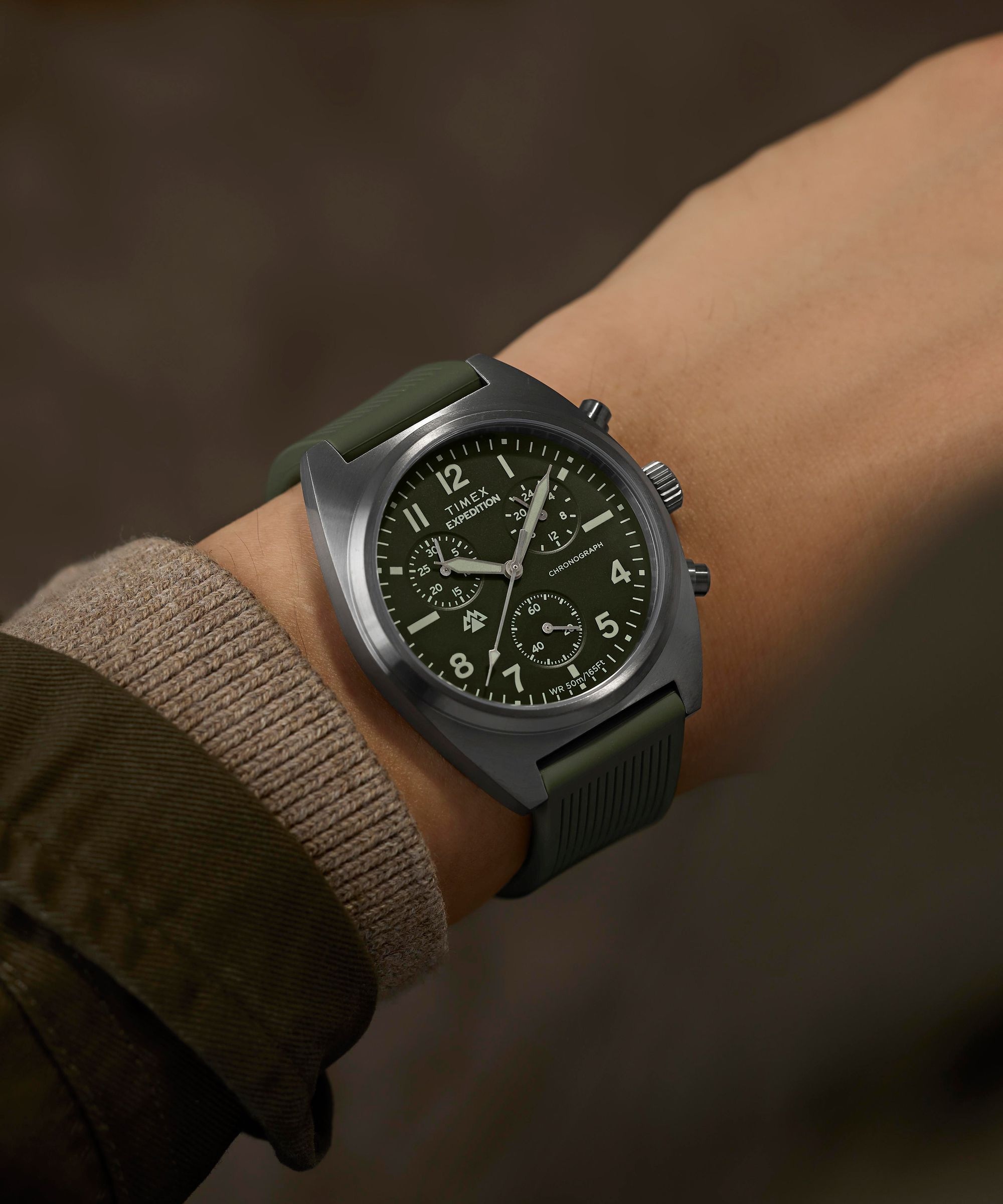 Timex Quarzuhr »Expedition® Capstone Chronograph« Armbanduhr, Herrenuhr, Silikonarmband, analog, Tag, Beleuchtung