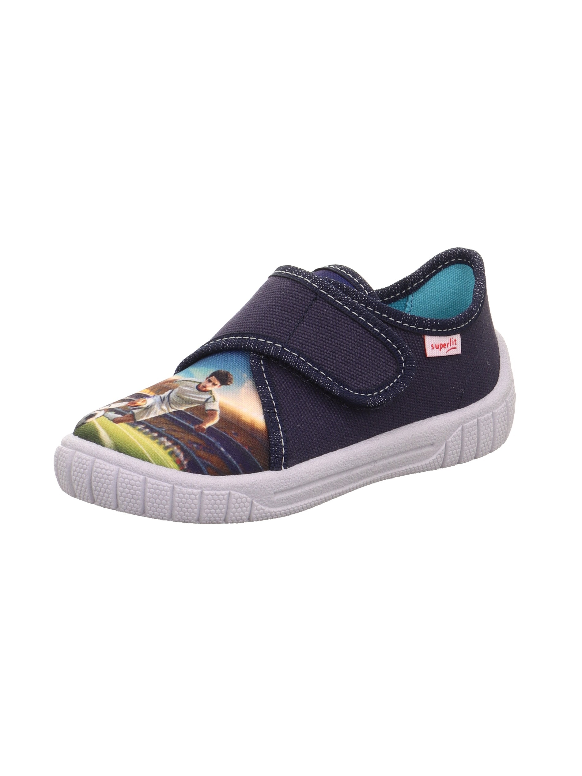 Superfit Hausschuh "BILL, WMS: mittel" Klettschuh mit coolem Motiv, Größenschablone zum Download