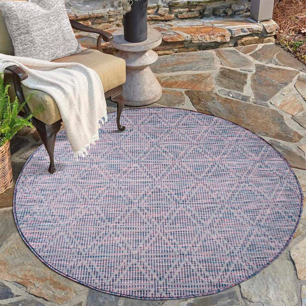 Carpet City Outdoorteppich "PALM3073" rund 5 mm Höhe Wetterfest & UV-bestän günstig online kaufen