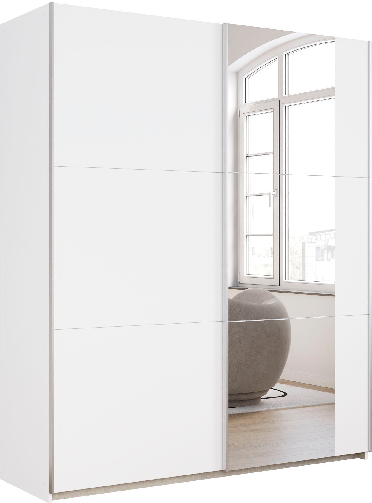 rauch Schwebetürenschrank »Kleiderschrank Drehtürenschrank Schrank Garderobe KRONACH TOPSELLER«, mit Spiegel und viel Stauraum, Metallgriffleisten, MADE IN GERMANY