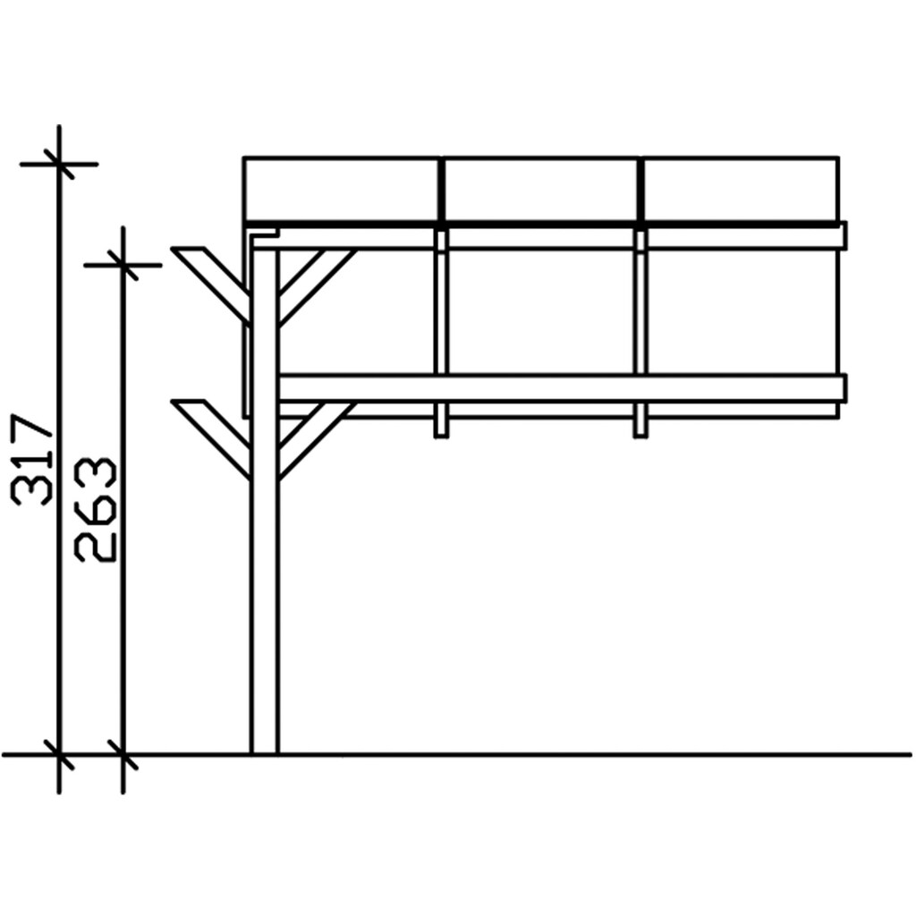 Skanholz Einzelcarport »Schwaben«, Leimholz, Fichte, 285 cm, Eiche hell, Erweiterung, 299 x 630 cm