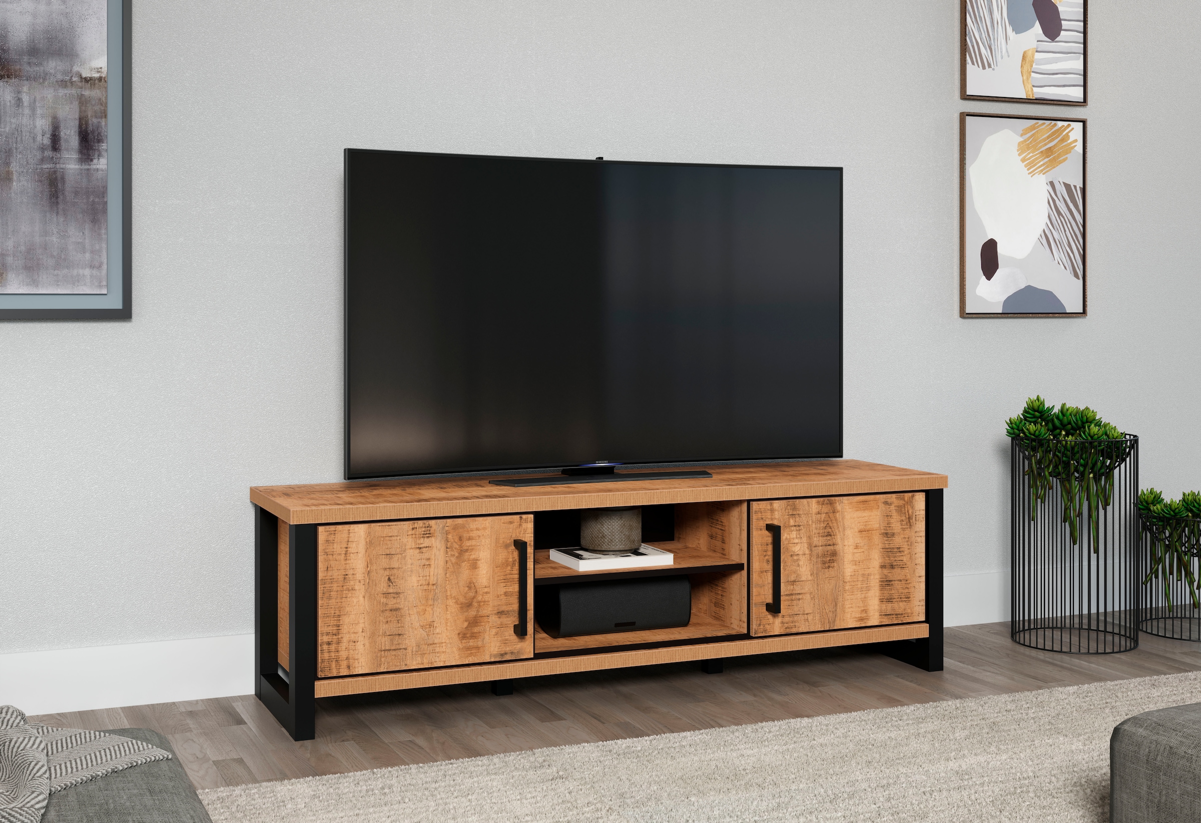 Home affaire Lowboard »Elda« 1 Stk. tlg. TV Lowboard mit 2 Türen und 2 offenen Fächern – (B/T/H) 166/45/50 cm