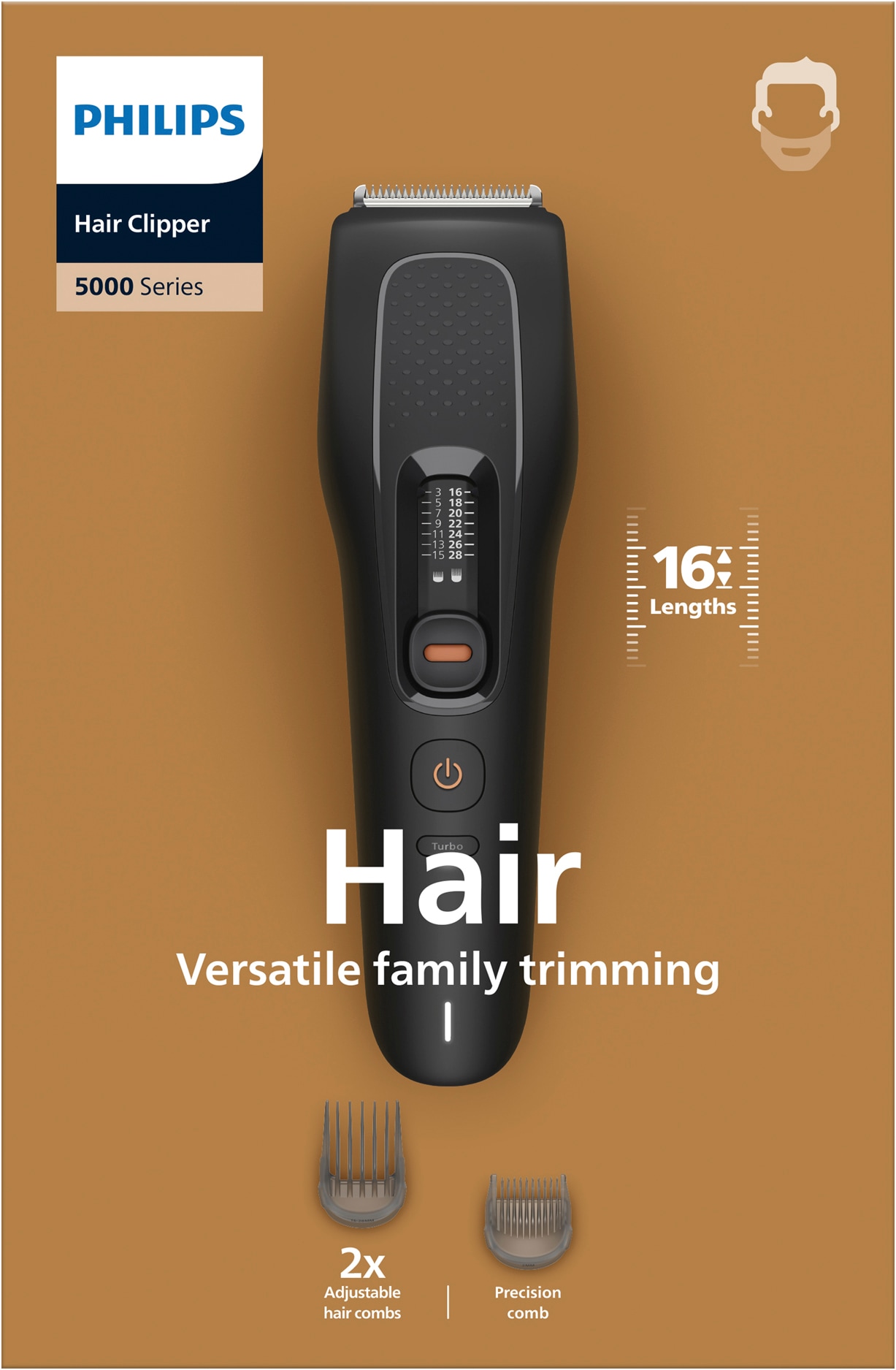 Philips "Serie 5000 HC5733/15" 2 Aufsätze 16 Längeneinstellungen, Turbo Modus und PowerAdapt Sensor