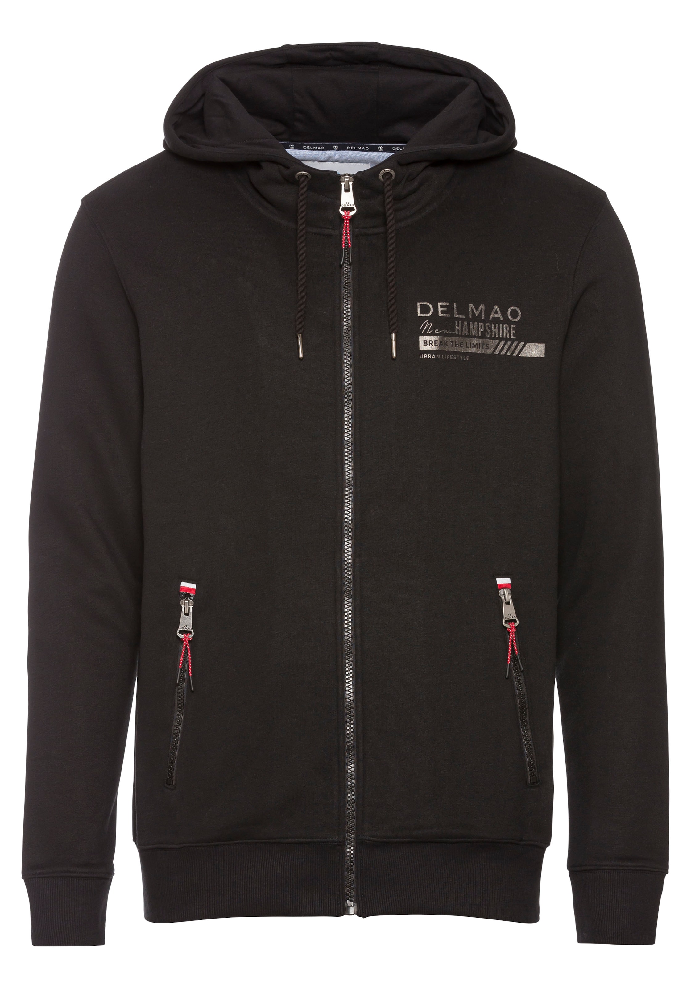 DELMAO Kapuzensweatjacke, mit Print