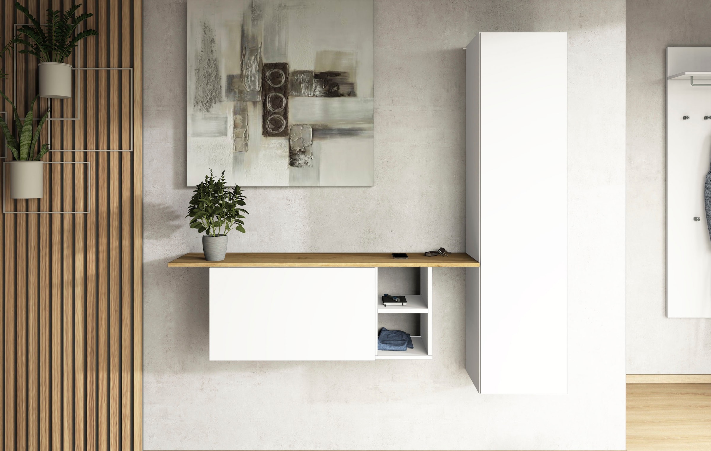 borchardt Möbel Garderoben-Set »Toledo, moderne hängende Garderobe, Schminktisch mit Regalfächern« Spar-Set, 