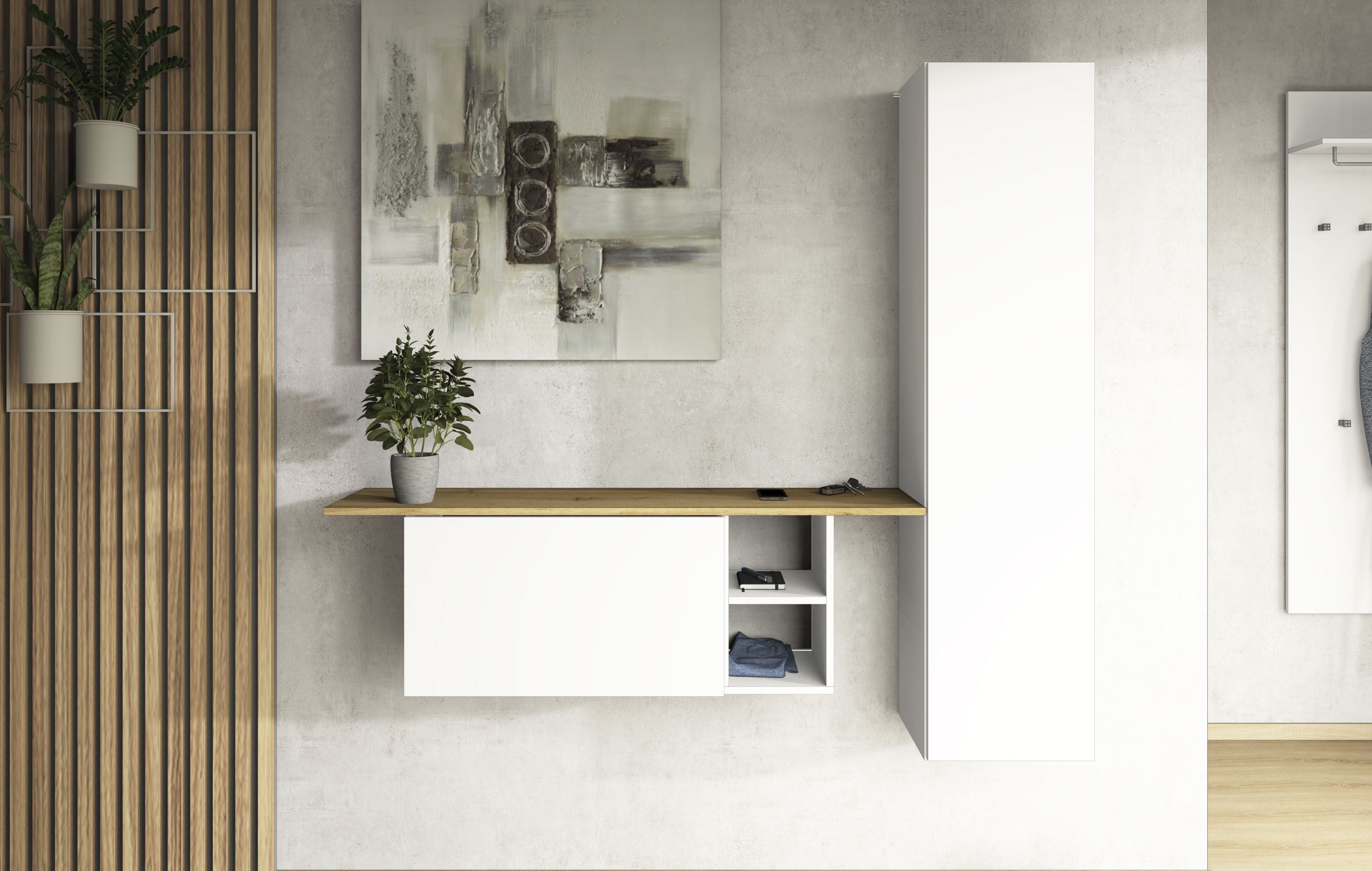 borchardt Möbel Garderoben-Set "Toledo, moderne hängende Garderobe, Schminktisch mit Regalfächern" Spar-Set