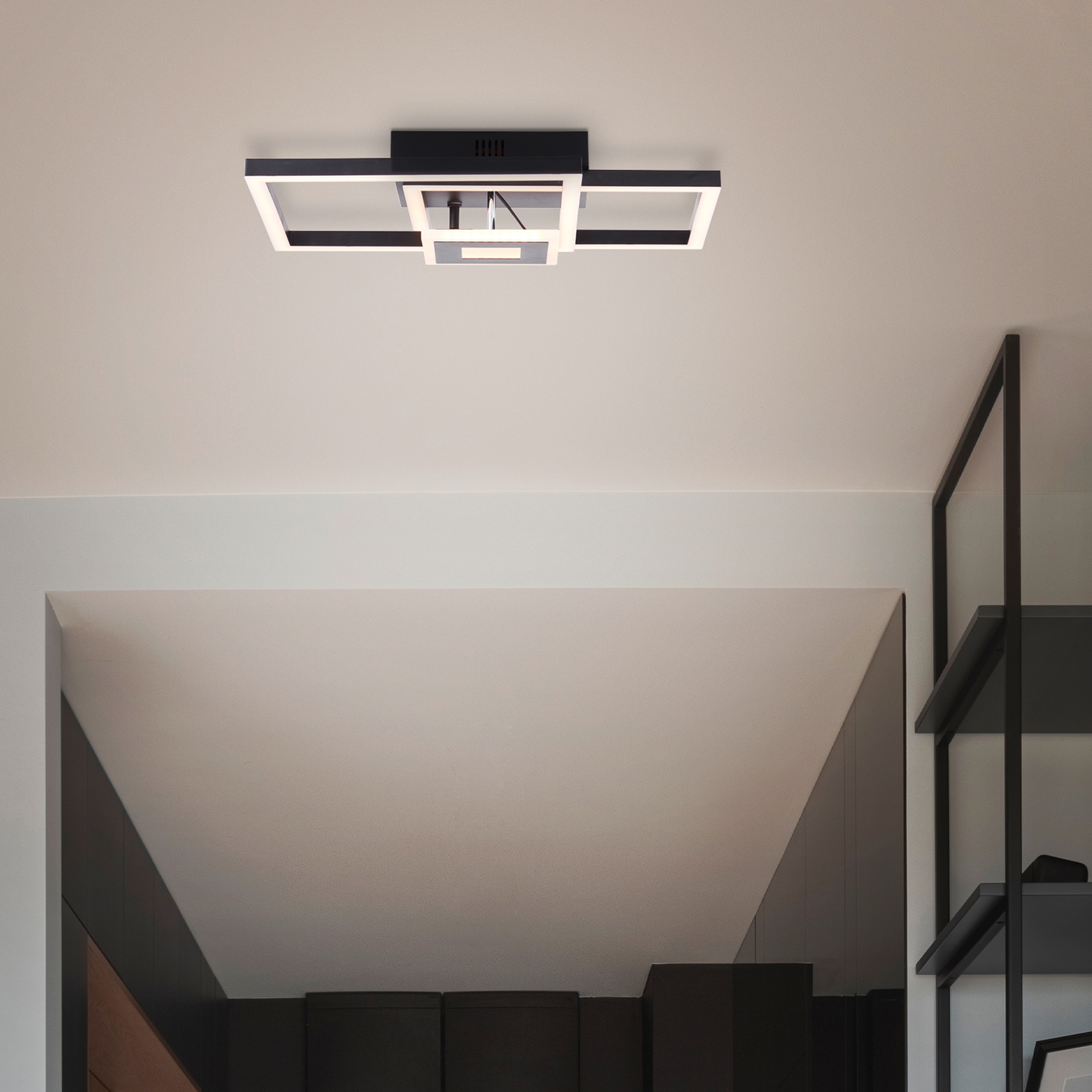 BreLight LED Deckenleuchte »Bray«, 40 x 40 cm, 2900 lm, 3000K warmweiß, schwenkbar, schwarz