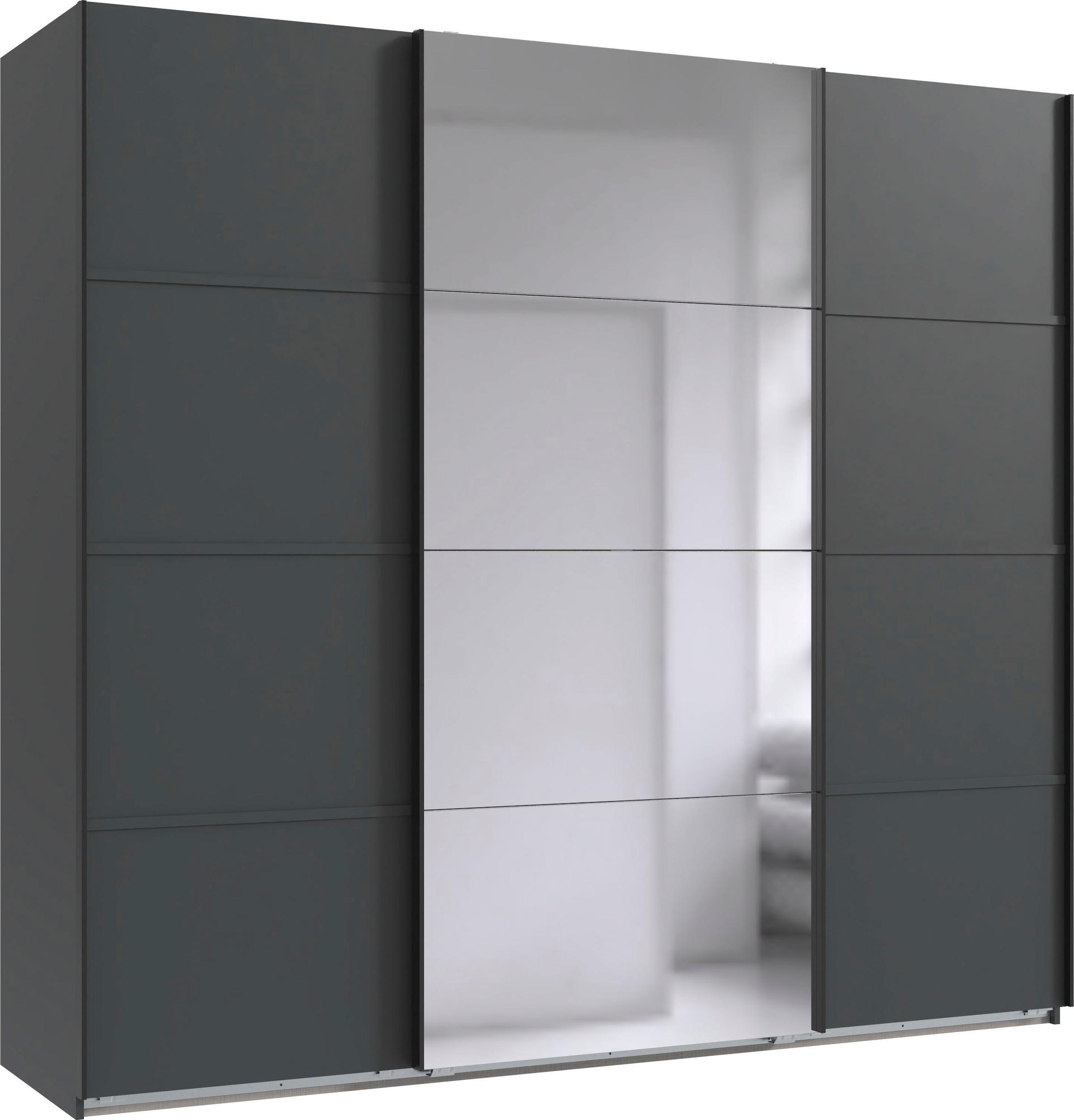 Wimex Schwebetürenschrank »Jork Kleiderschrank mit Spiegel, schwarze Metallgriffe«, Schrank in verschiedenen Größen und Innenausstattungsvarianten