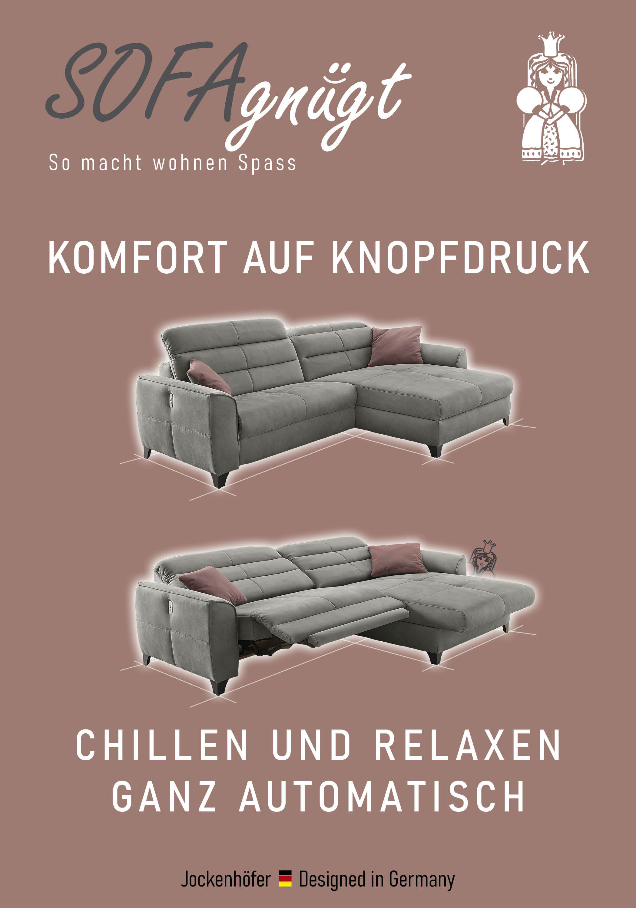 Thumbnail - Jockenhöfer Gruppe Ecksofa "Double One L-Form, B: 288 cm, 2x120 cm breite, elektr. Relaxfunktionen" Kopfteilverstellung,...