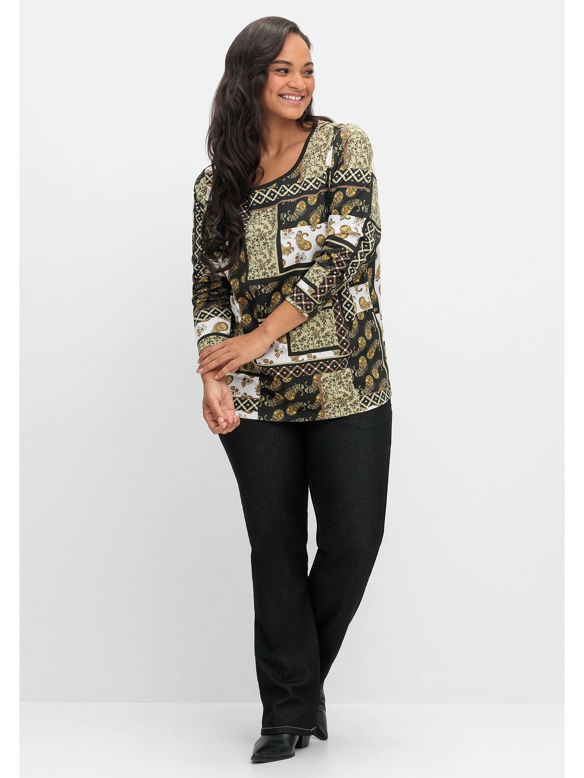 Sheego Langarmshirt »Große Größen«, im Patchwork-Mustermix