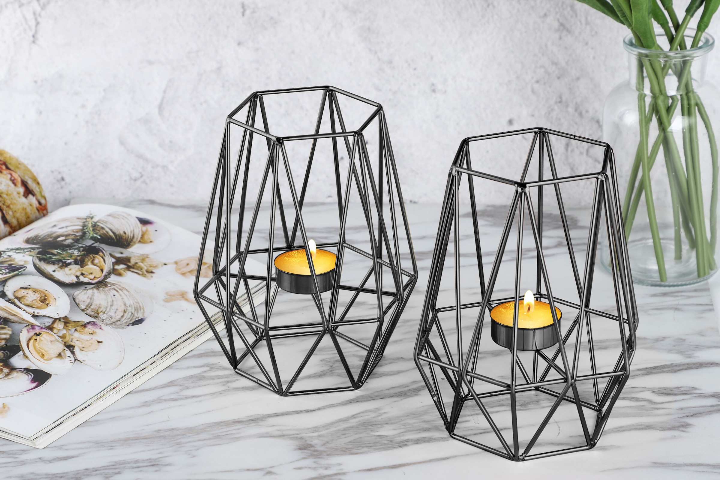 ECHTWERK Teelichthalter »Vintage Big, Weihnachtsdeko«, (Set, 2 St.), moderner Kerzenhalter aus Eisen, geometrisches Design, Höhe ca. 17 cm