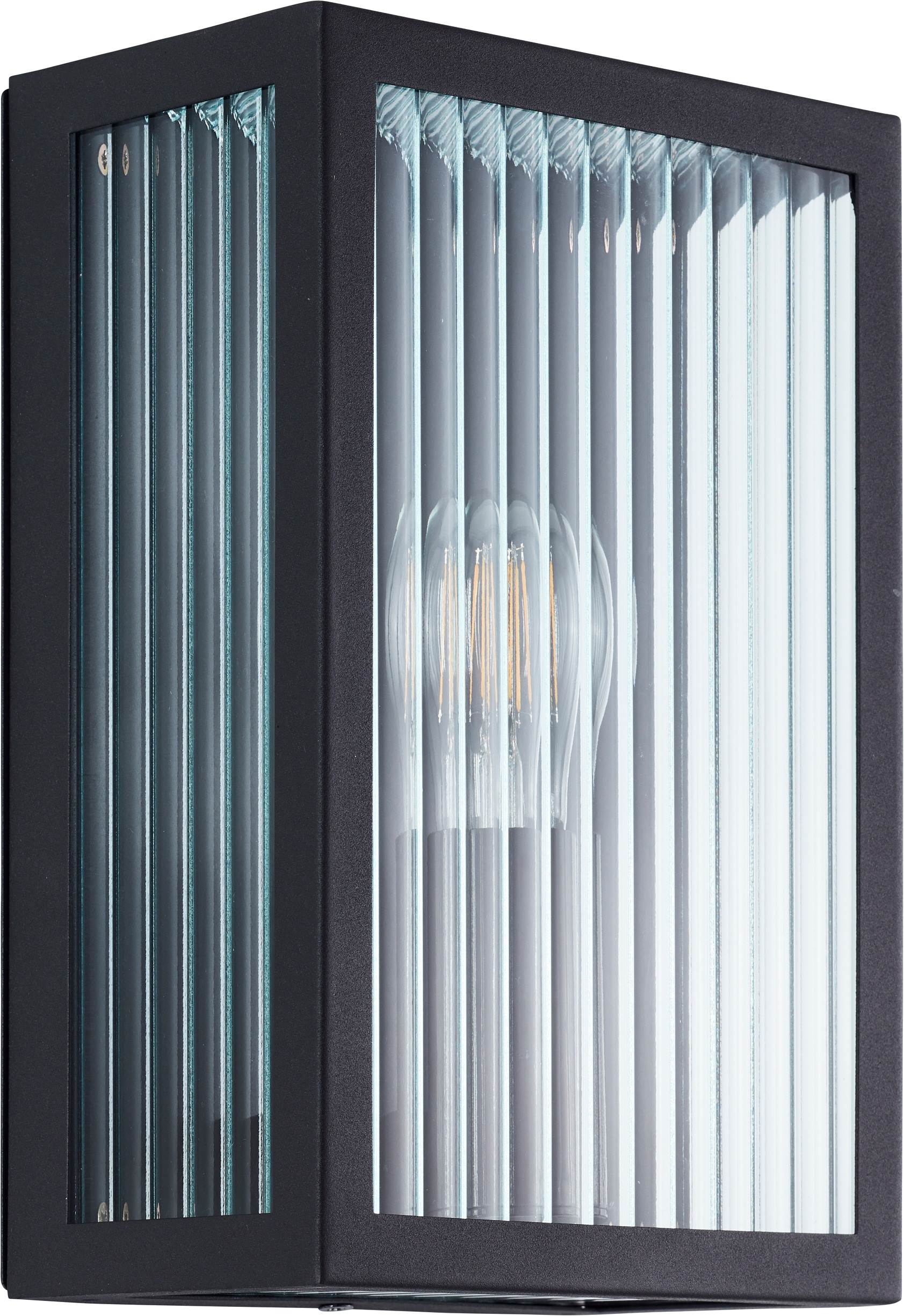 Brilliant Wandleuchte »Getta« E27 1 Stk. Außenwandleuchte, 26 x 17 x 10 cm, E27, geriffeltes Glas, schwarz