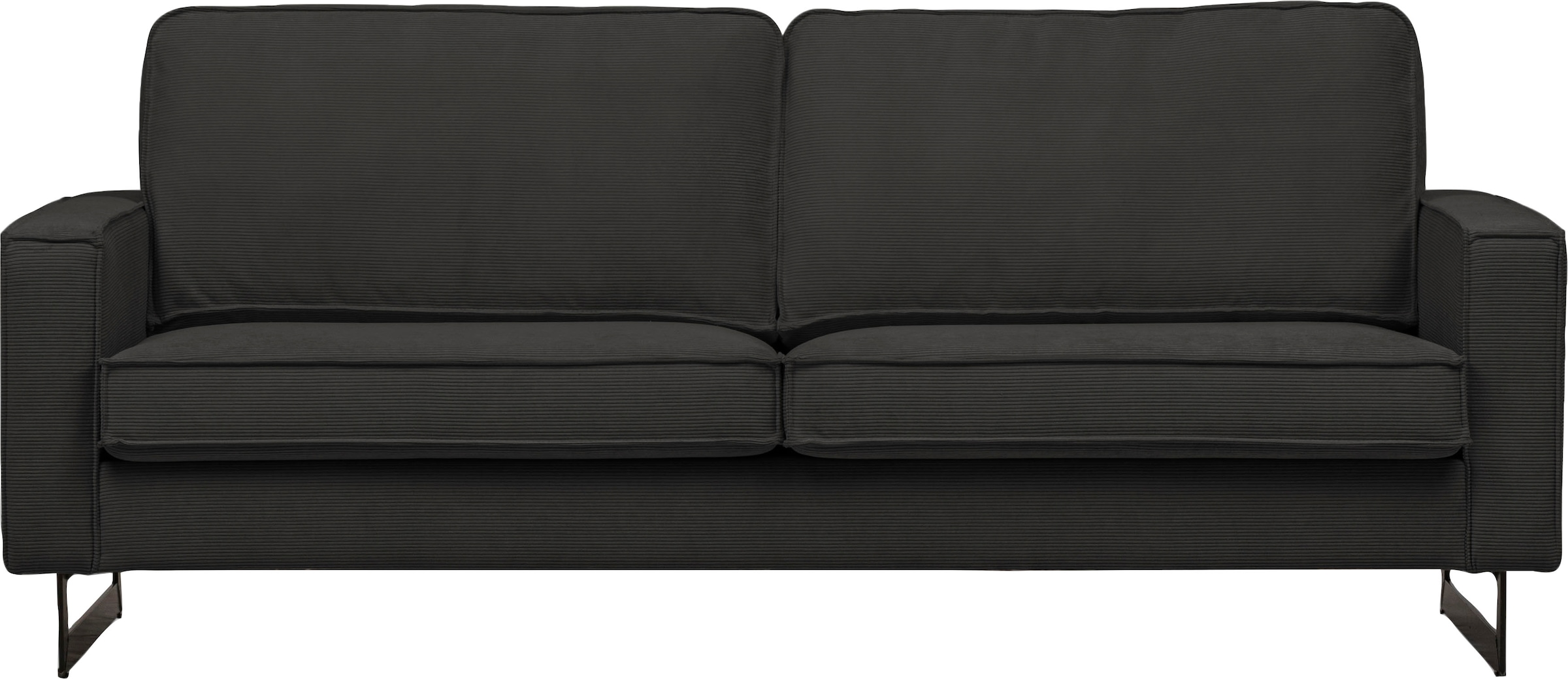 PLACES OF STYLE 2-Sitzer »Pinto, 166 cm, Cord, Chenille, Lederoptik« mit Keder, schwarze Metallfüße, Wellenunterfederung