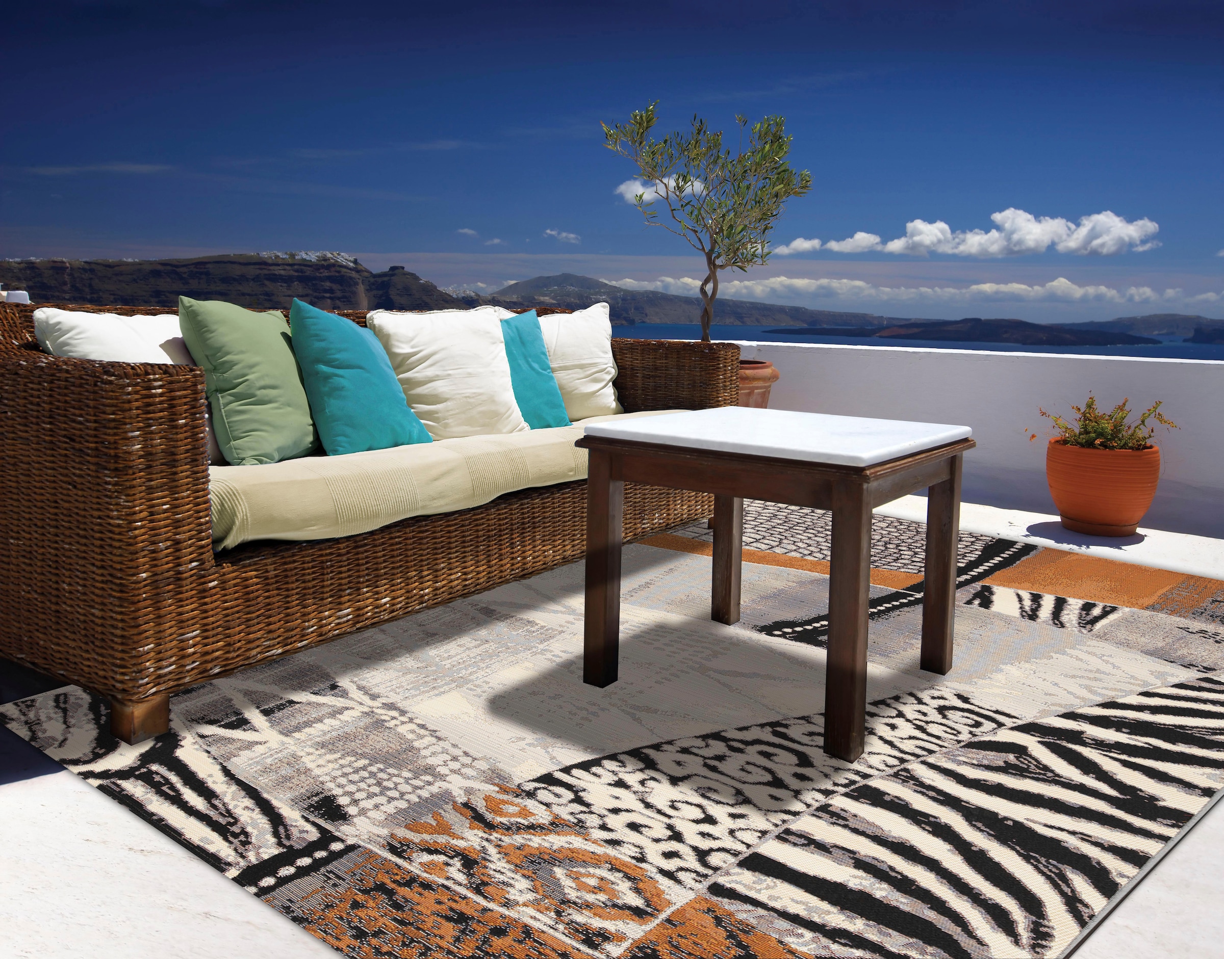 Gino Falcone Teppich »Outdoor-Africa 42«, rechteckig, 5 mm Höhe, Flachgewebe, In- und Outdoor geeignet, Wohnzimmer