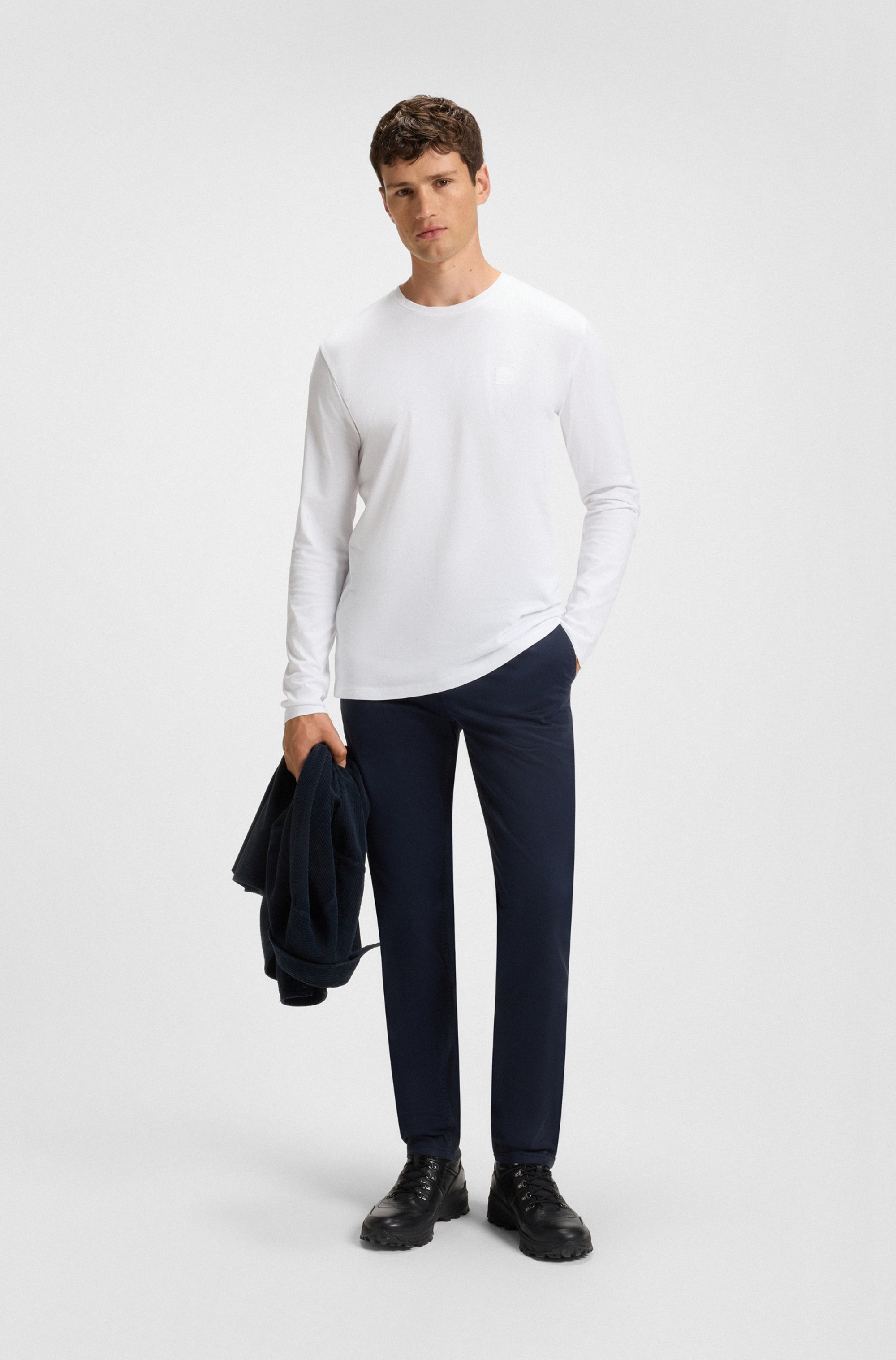 Thumbnail - BOSS ORANGE Langarmshirt "Tacks" mit Markenlogo auf der Brust