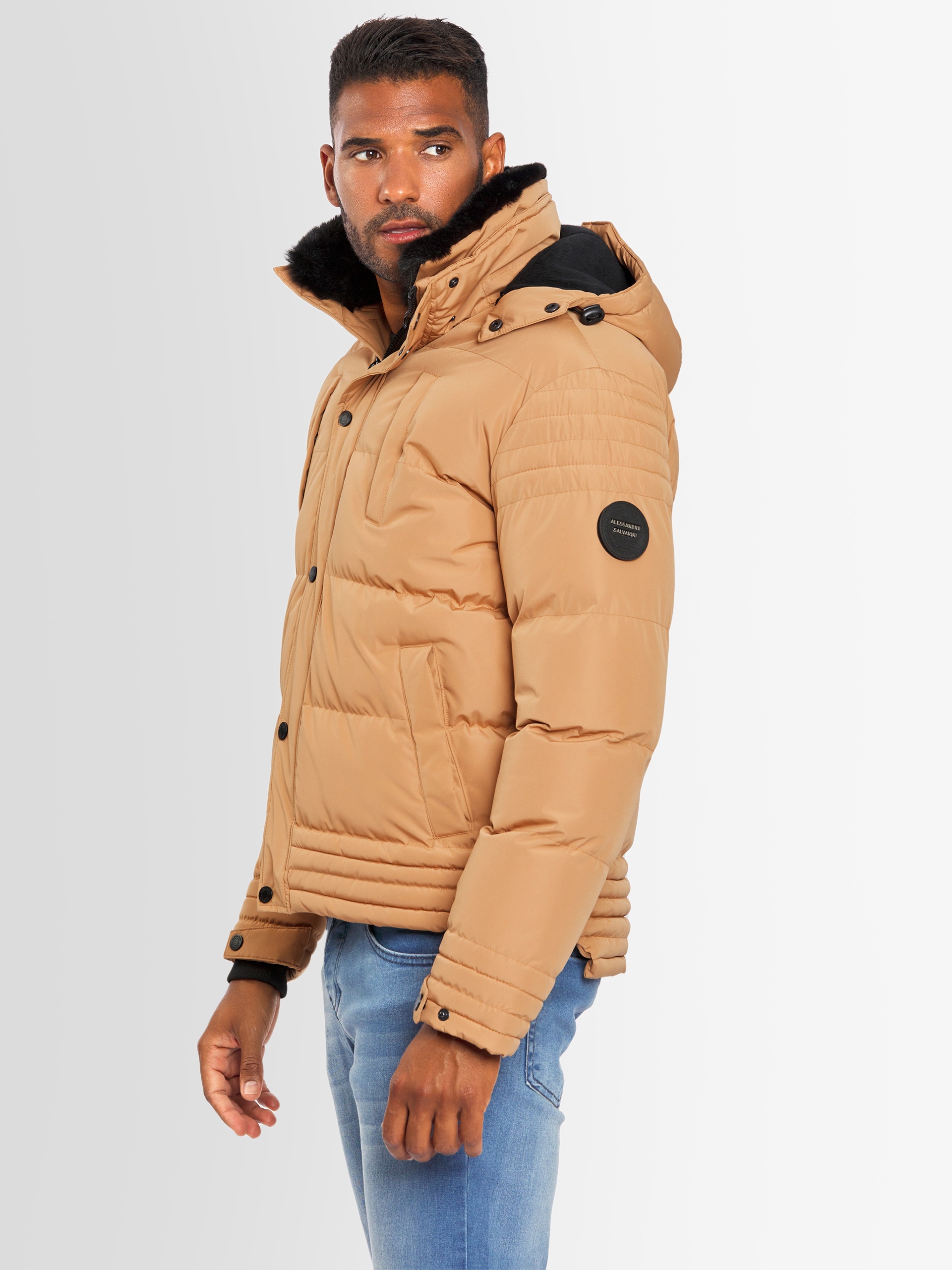 Alessandro Salvarini Winterjacke »ASFabiano«, mit warmem Teddyfell und abnehmbarer Kapuze