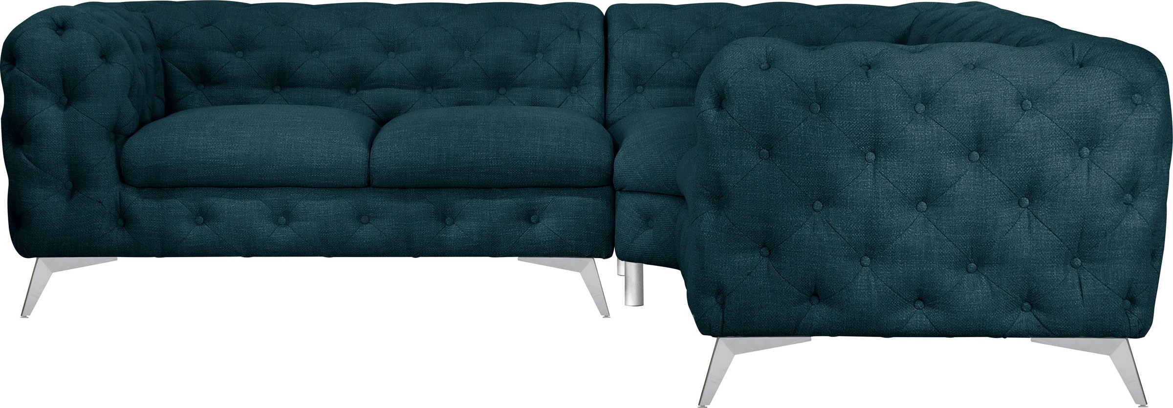 Leonique Chesterfield-Sofa "Ecksofa GLYNIS L-Form mit Wellenunterfederung, günstig online kaufen