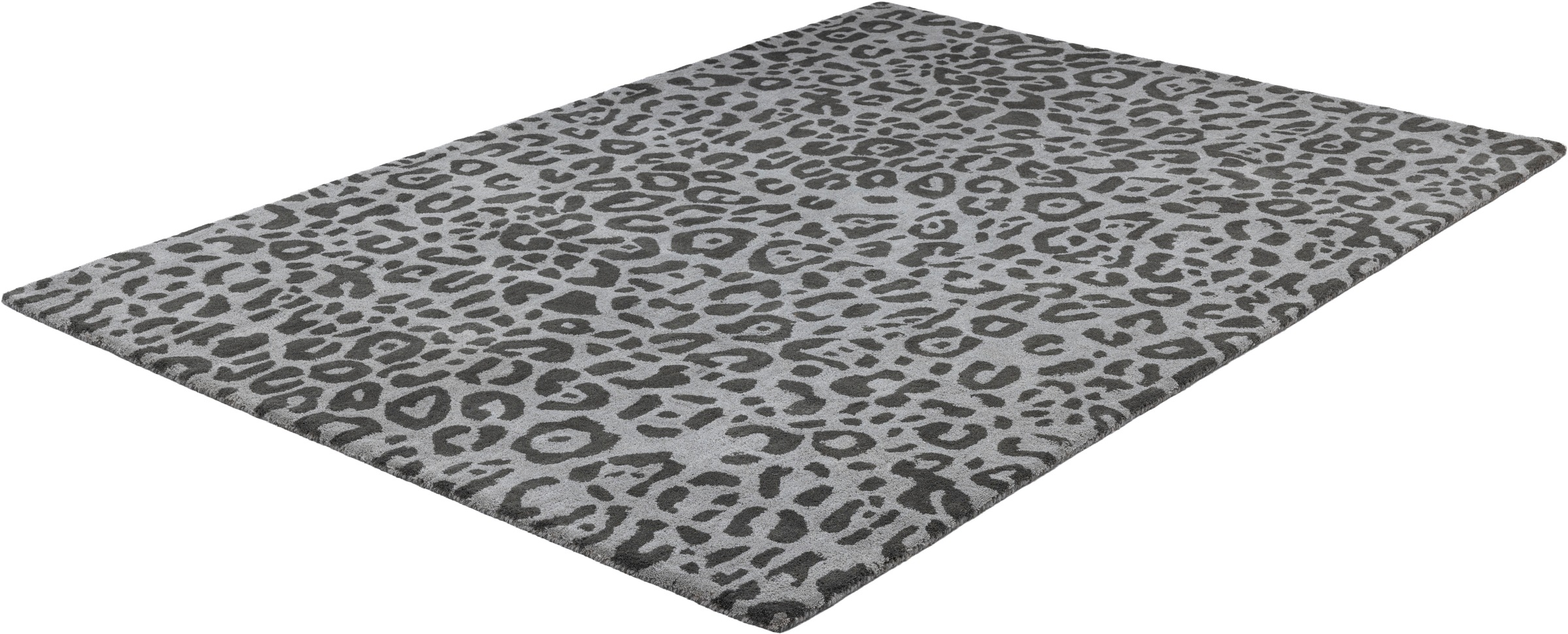 Wollteppich OTTO HOME "Gabbo Leo, Leopardenmuster, handgearbeitet", grau, B:70cm H:14mm L:140cm, Wolle, Teppiche, reine Wolle, Uni, Wohnzimmer, Schlafzimmer, Esszimmer 3