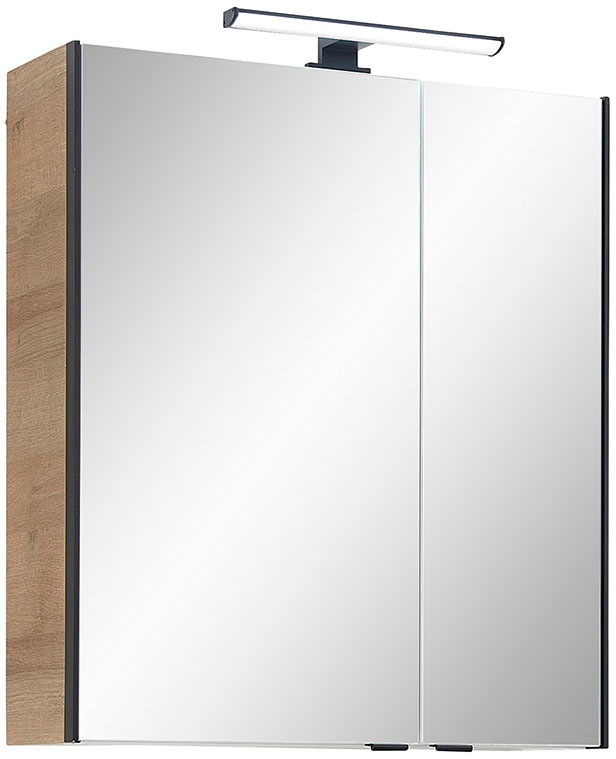 Saphir Badmöbel-Set »Quickset 395 3-teilig, Waschbeckenunterschrank mit LED-Spiegelschrank«, (4 St.), Midischrank, inkl. Türdämpfer, 6 Türen, 1 Schublade, Bad-Set