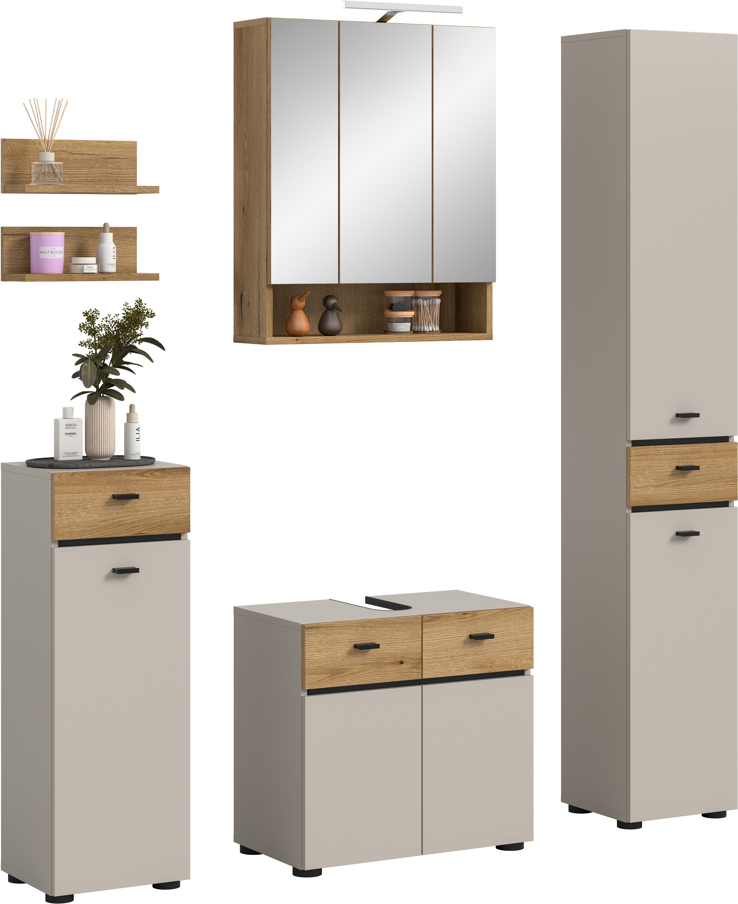 welltime Badmöbel-Set "VANN, 6-teilige moderne Badkombination, inkl. Beleuc günstig online kaufen