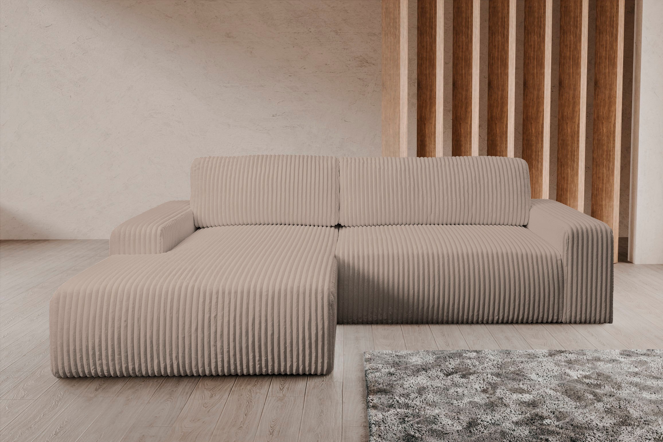 WERK2 Ecksofa »Hugo-L L-Form«, Design Ecksofa in Cord mit Schlaffunktion & Bettkasten