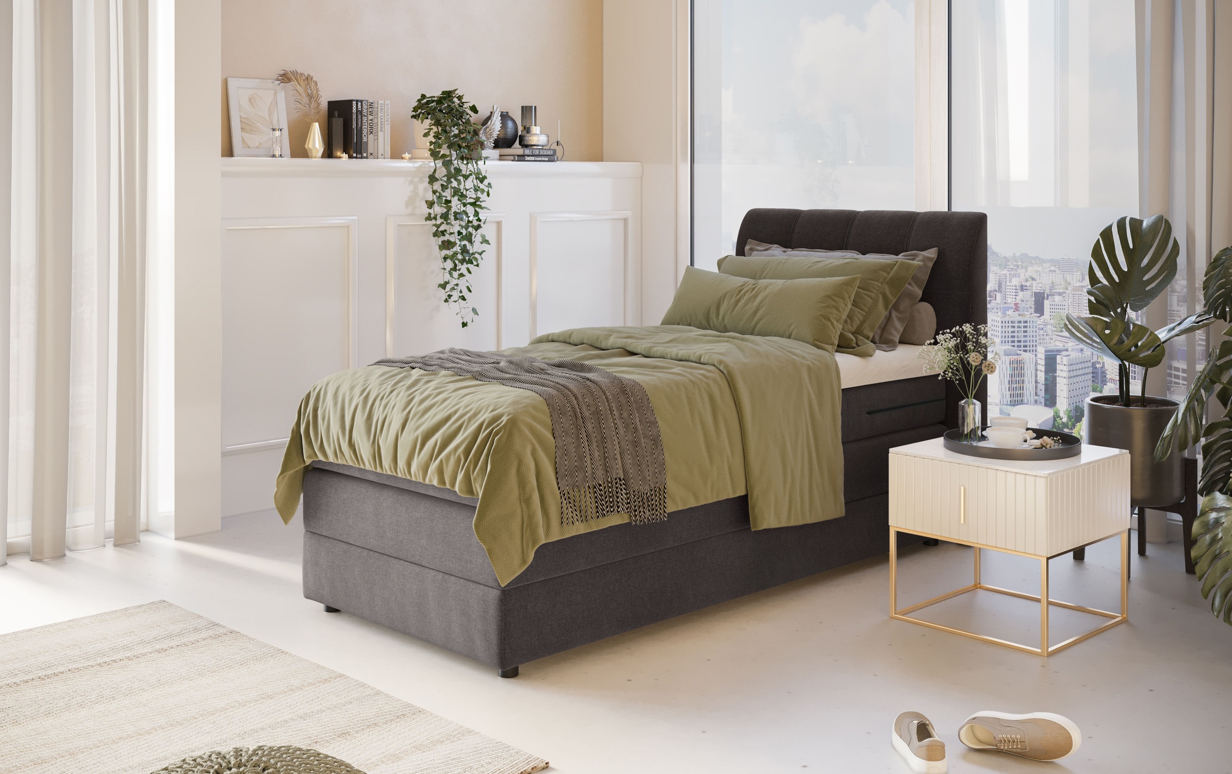 Home affaire Boxspringbett "Finja" besonders komfortable Liegehöhe, mit pra günstig online kaufen