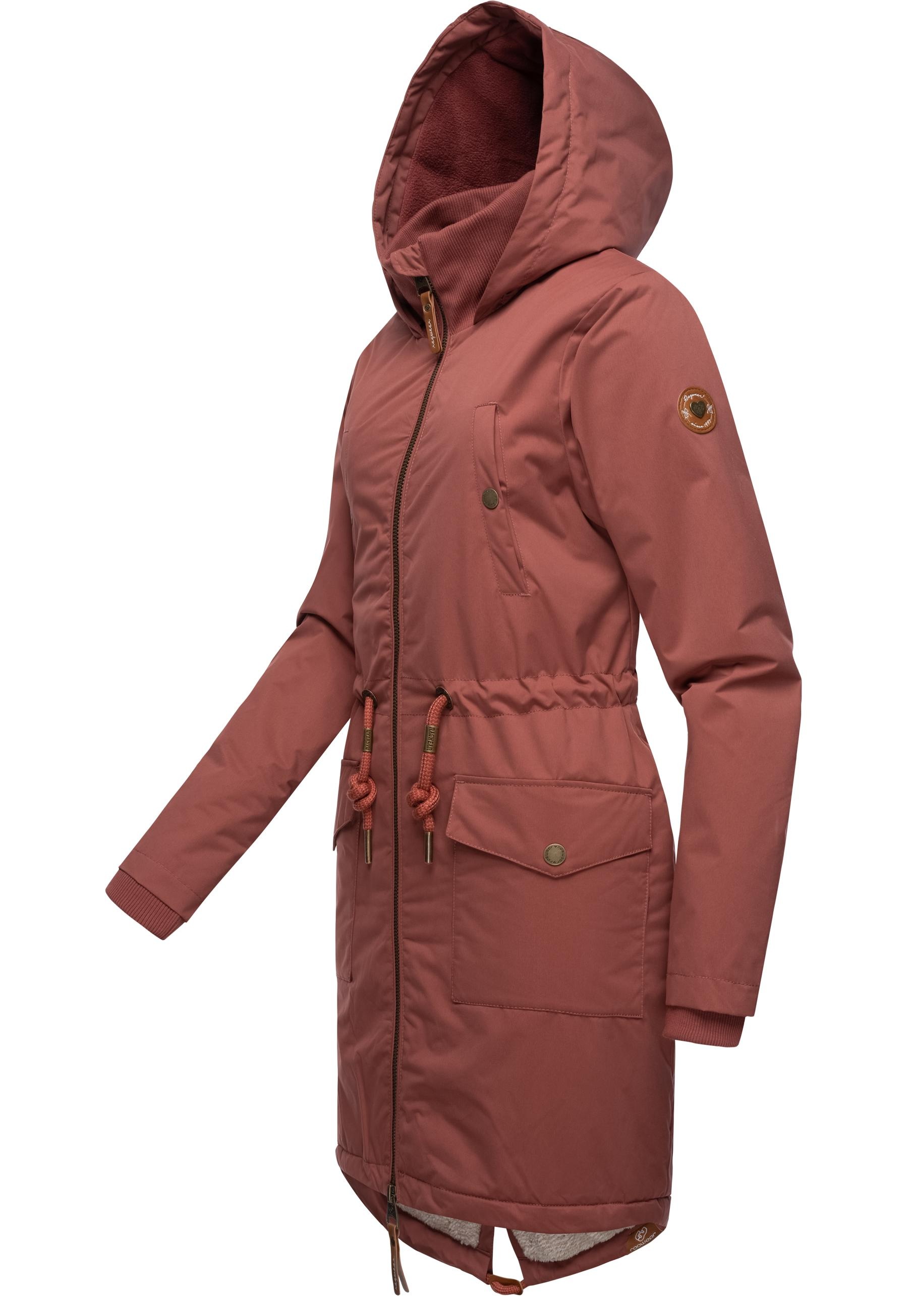 Ragwear Wintermantel »Crescend«, Wasserdichter Winterparka mit Kapuze und Teddyfleece