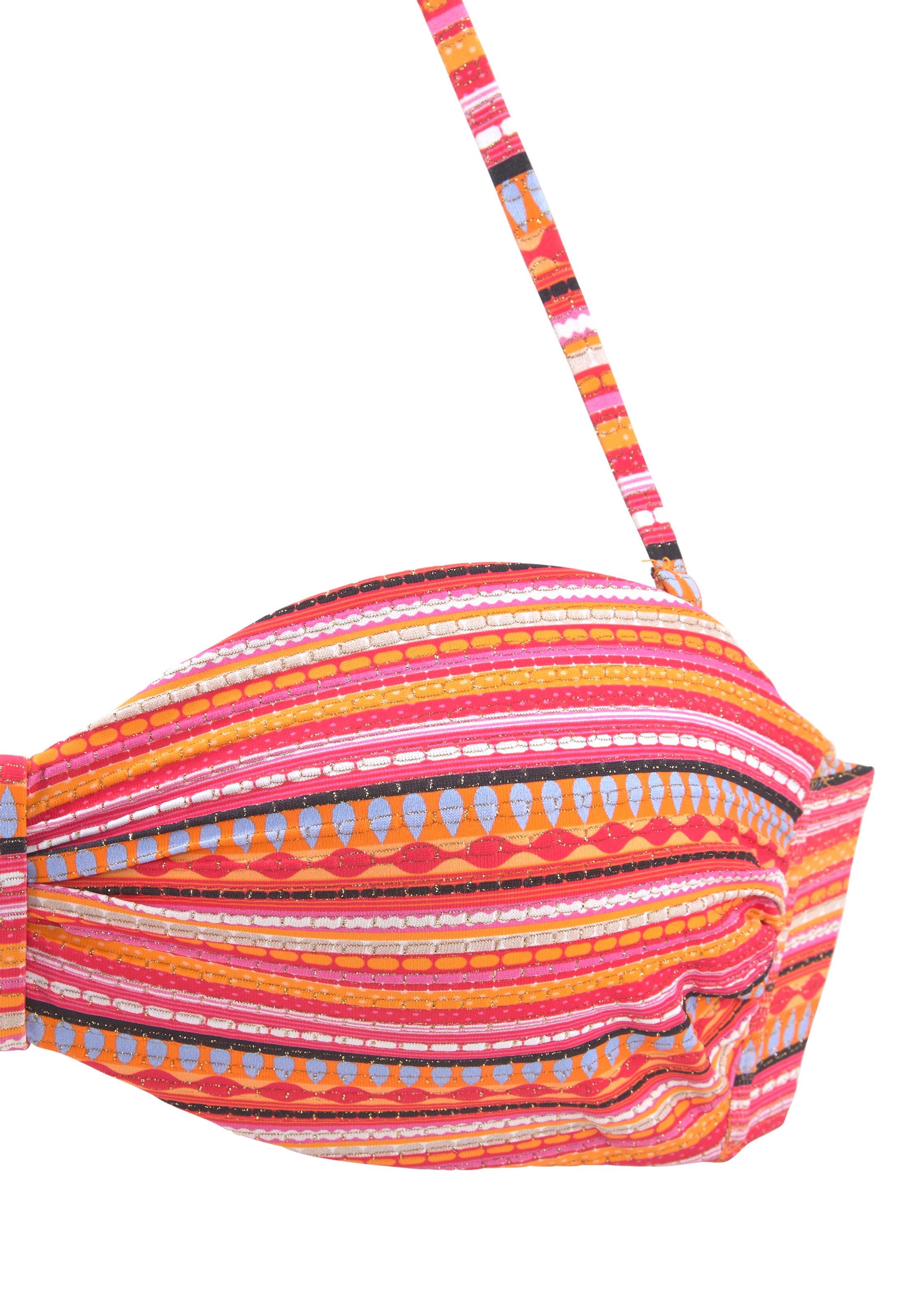 LASCANA Bügel-Bandeau-Bikini, mit goldfarbenen Glitzerstreifen