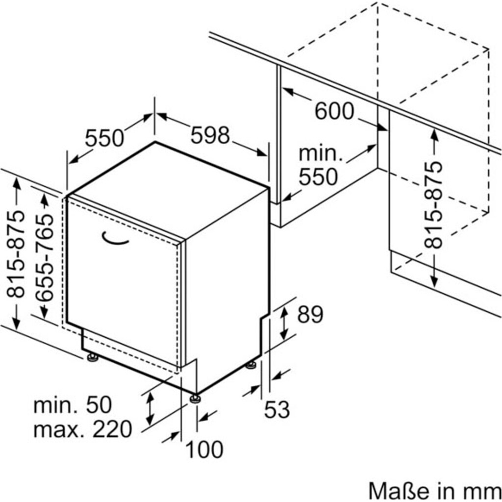 NEFF vollintegrierbarer Geschirrspüler »S175HAX29E«, N 50, S175HAX29E, 13 Maßgedecke, Gap Light: seitliches Licht zeigt Reinigungsvorgang