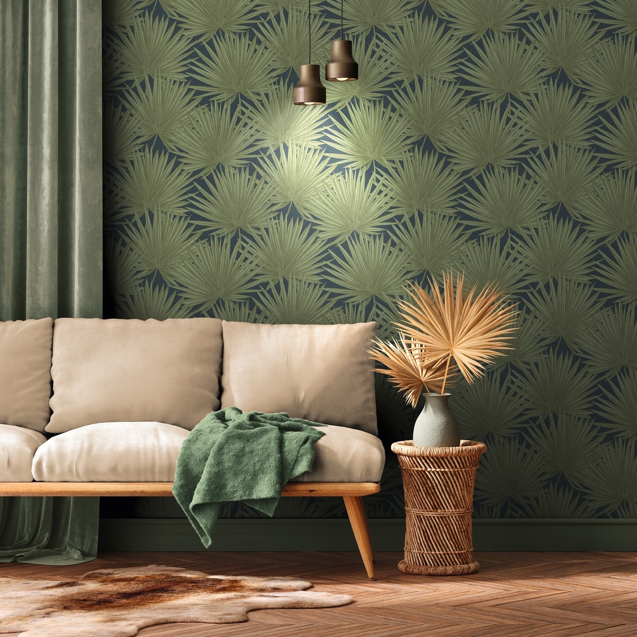 A.S. Création Vliestapete »Antigua Tapete mit Palmenblätter«, matt-gemustert-neutral, Tapete Floral Tapeten Wohnzimmer Schlafzimmer Küche modern Flur Design