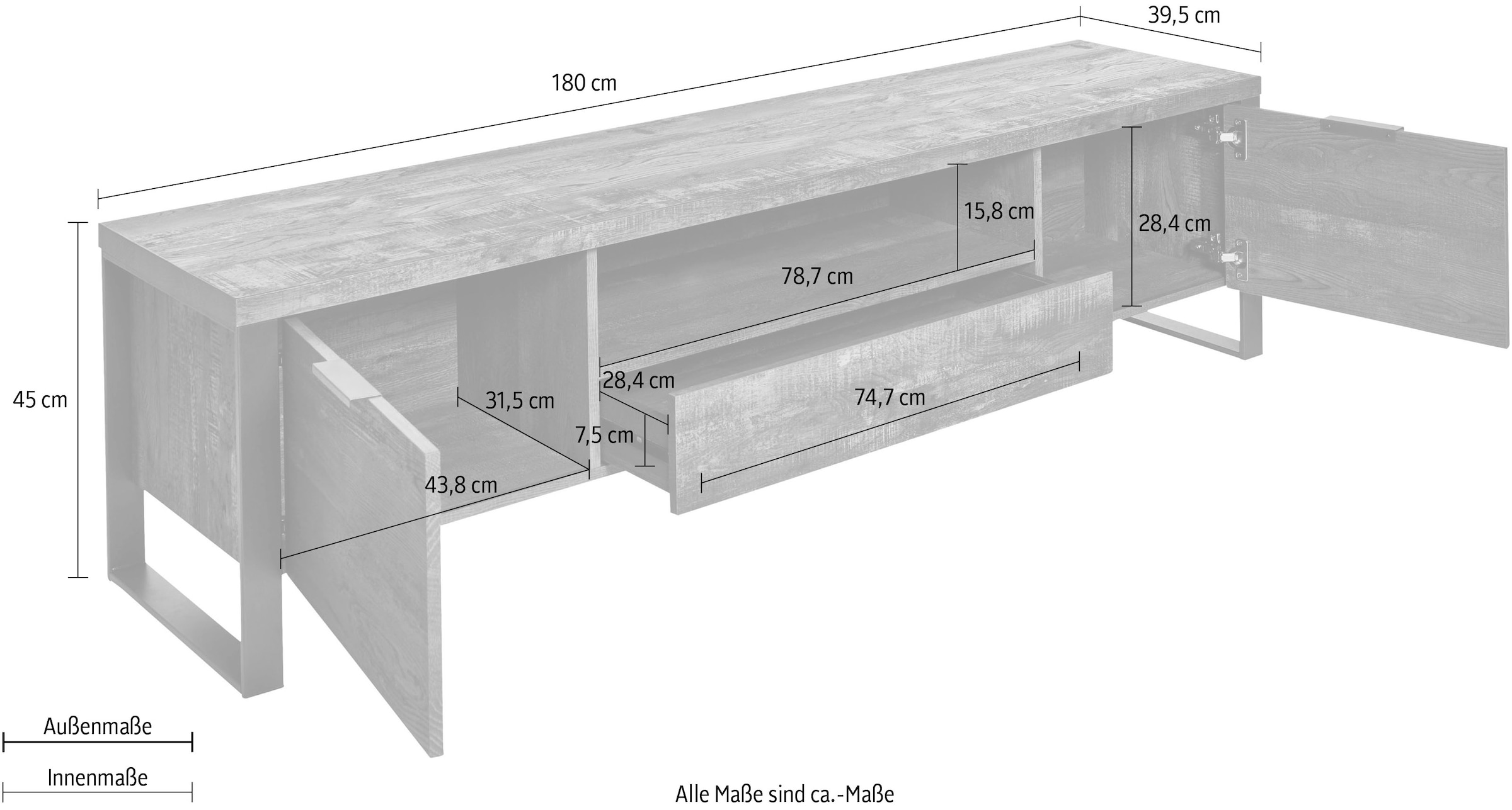 Jahnke TV-Board »LOOP«, Breite ca. 180 cm