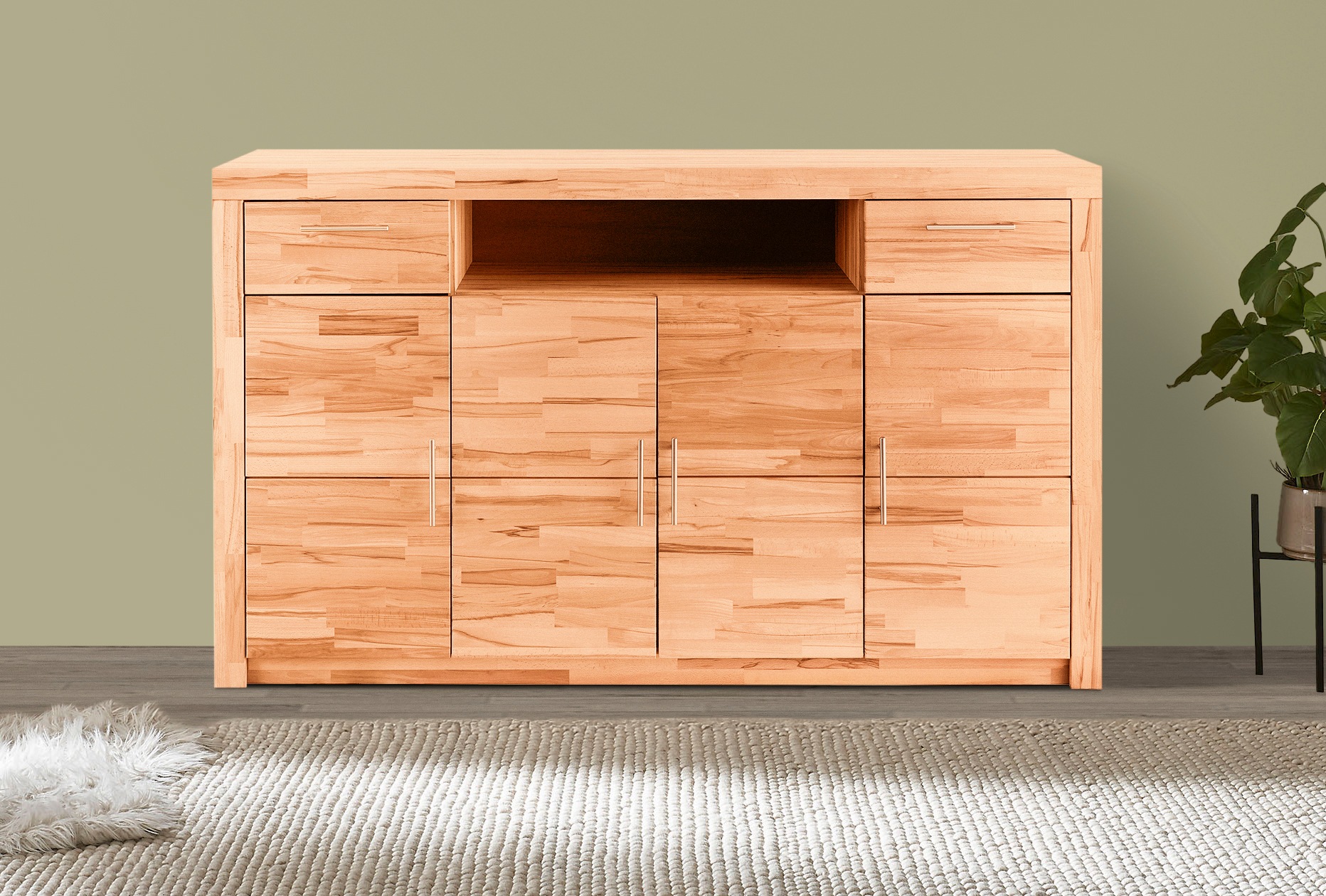 VOGL Möbelfabrik Highboard "Toronto", opt. Glastüren, teilmassiv, Rahmenopt günstig online kaufen