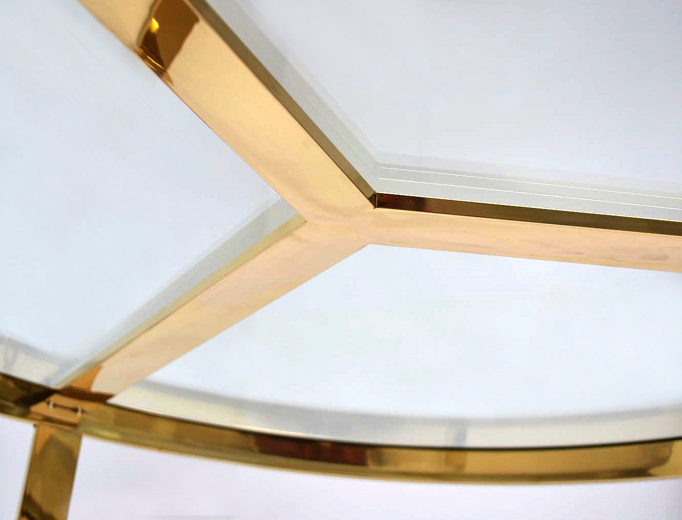 Leonique Couchtisch »Palmer«, Runder Couchtisch, gold, Chrom, Glasplatte, Gestell, 90x90x40