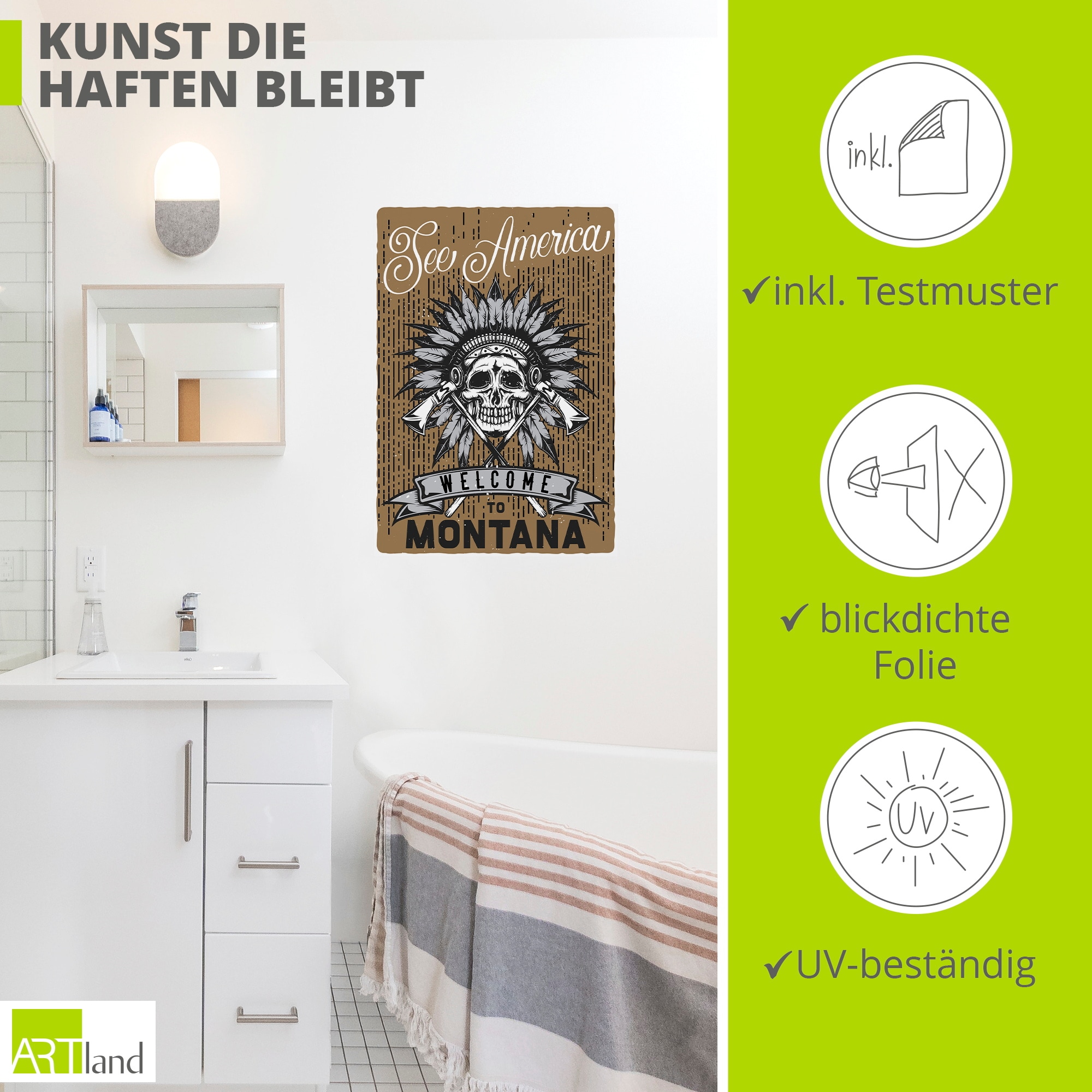 Artland Wandbild »Totenkopf Montana« 1 Stk. tlg. als Alubild, Leinwandbild, Poster, Wandaufkleber in verschied. Größen