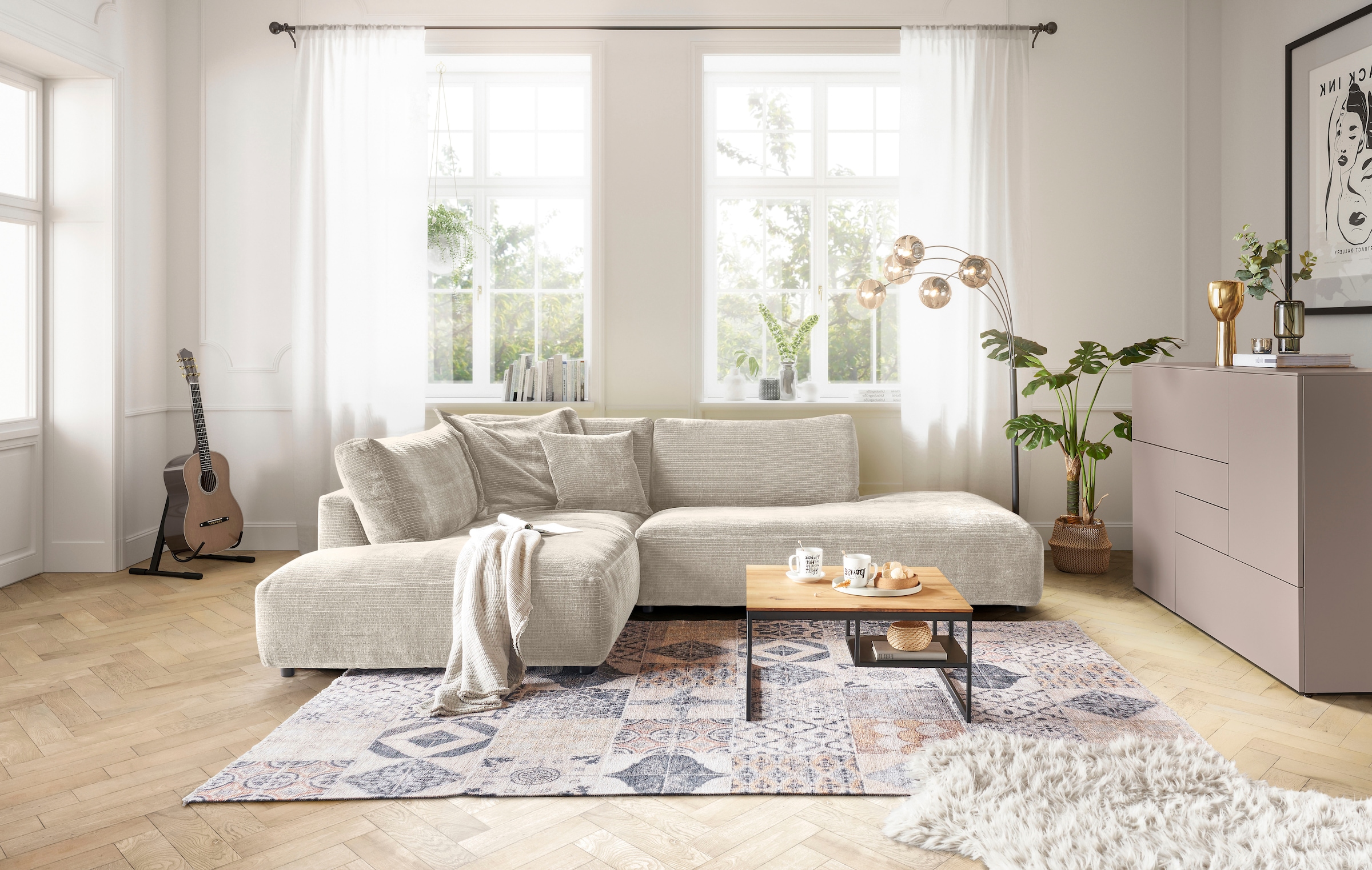 Musterring Ecksofa »Lucia«, mit großem Longchair, verschiedene Farben, B304 x T224 cm