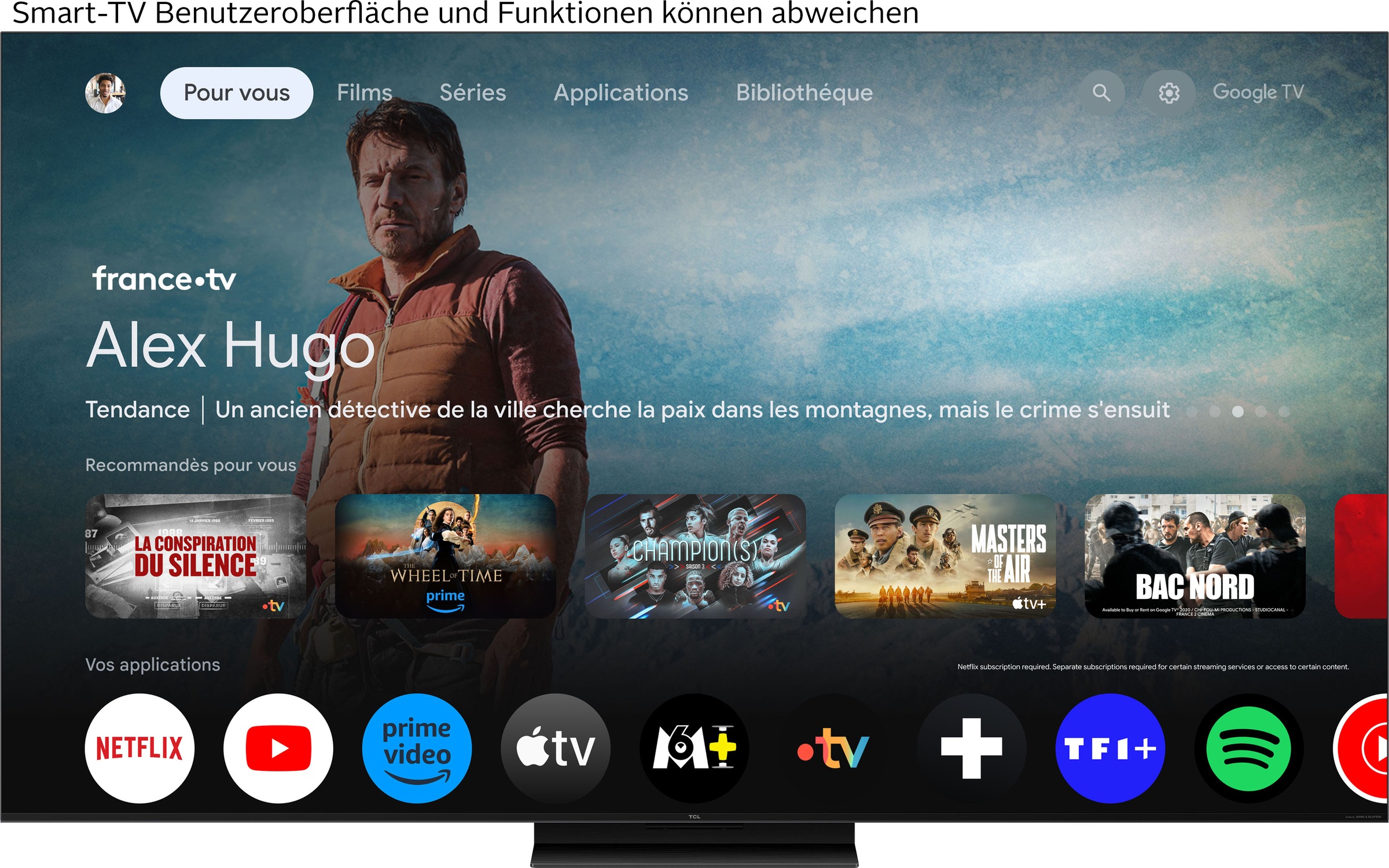 TCL QLED Mini LED-Fernseher »75Q7CX7«, 4K Ultra HD, Google TV-Smart-TV, Audio von Bang & Olufsen, Präzises Dimming, Smart TV, Apple TV, 4K HDR